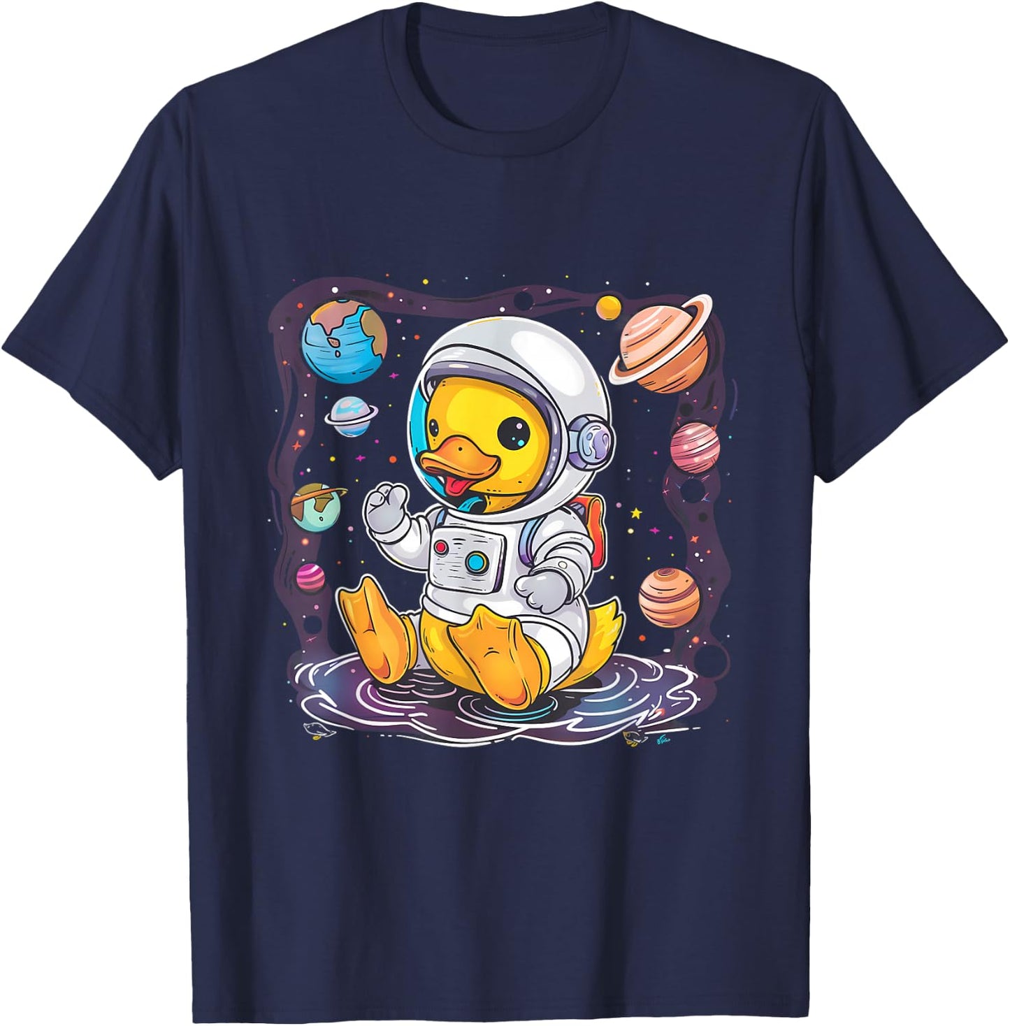 Rubber Duck Astronaut Space Rubber Duck Lover Science Planet T-Shirt - T-Shirt | Navy
