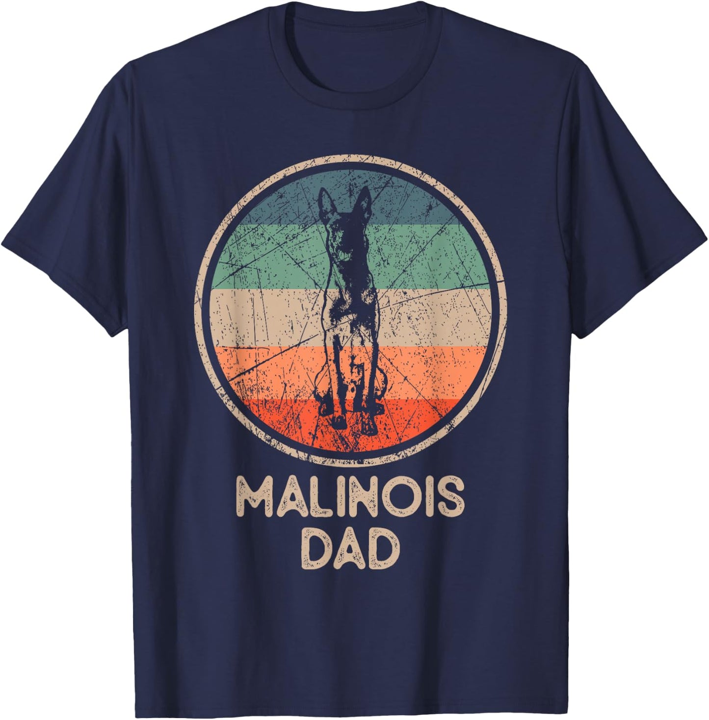 Malinois Dog – Vintage Malinois Dad T-Shirt - T-Shirt | Navy
