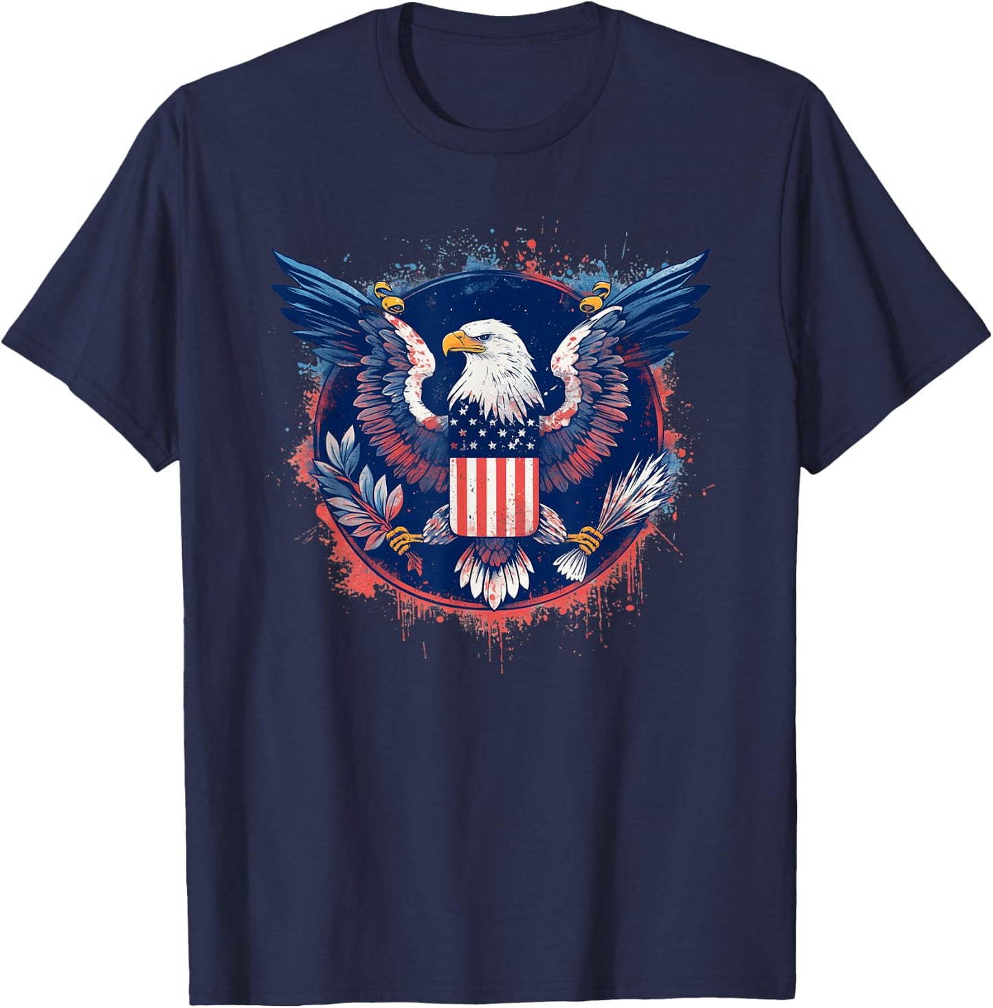 American Eagle Emblem Bold Patriotic USA T-Shirt - T-Shirt | Navy