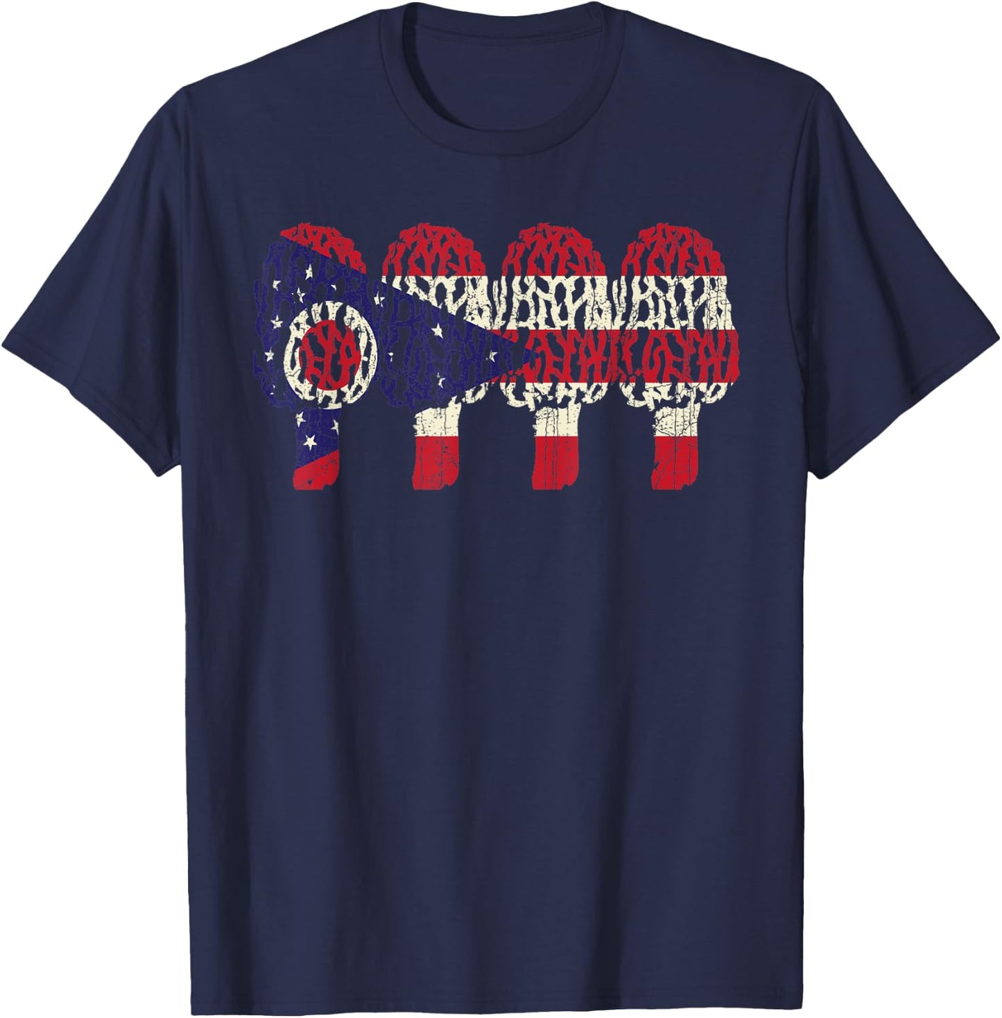 Morel Mushroom & OHIO flag vintage hunter T-Shirt - T-Shirt | Navy