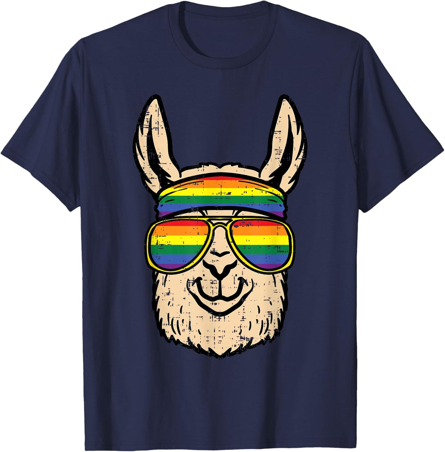 Gay Pride Llama Rainbow Flag Lgbt Alpaca Ally Men Boys Kids T-Shirt - T-Shirt | Navy