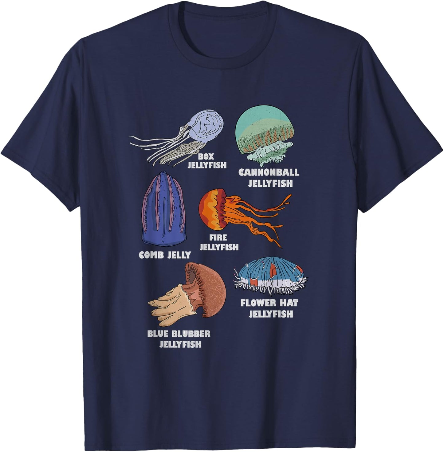 Jellyfish Types Marine Biology Ocean Jellyfish T-Shirt - T-Shirt | Navy