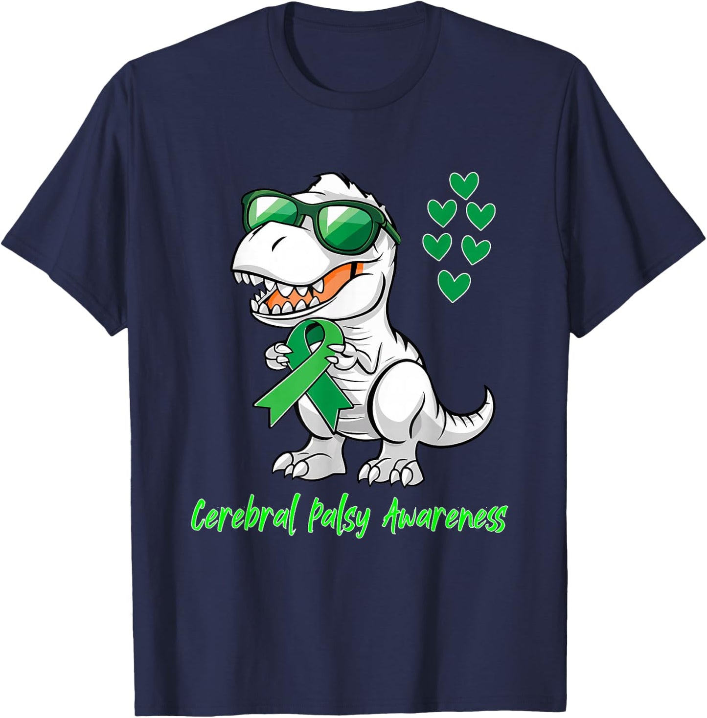 T-rex Dinosaur Cerebral Palsy Awareness Day Dino Toddlers T-Shirt - T-Shirt | Navy