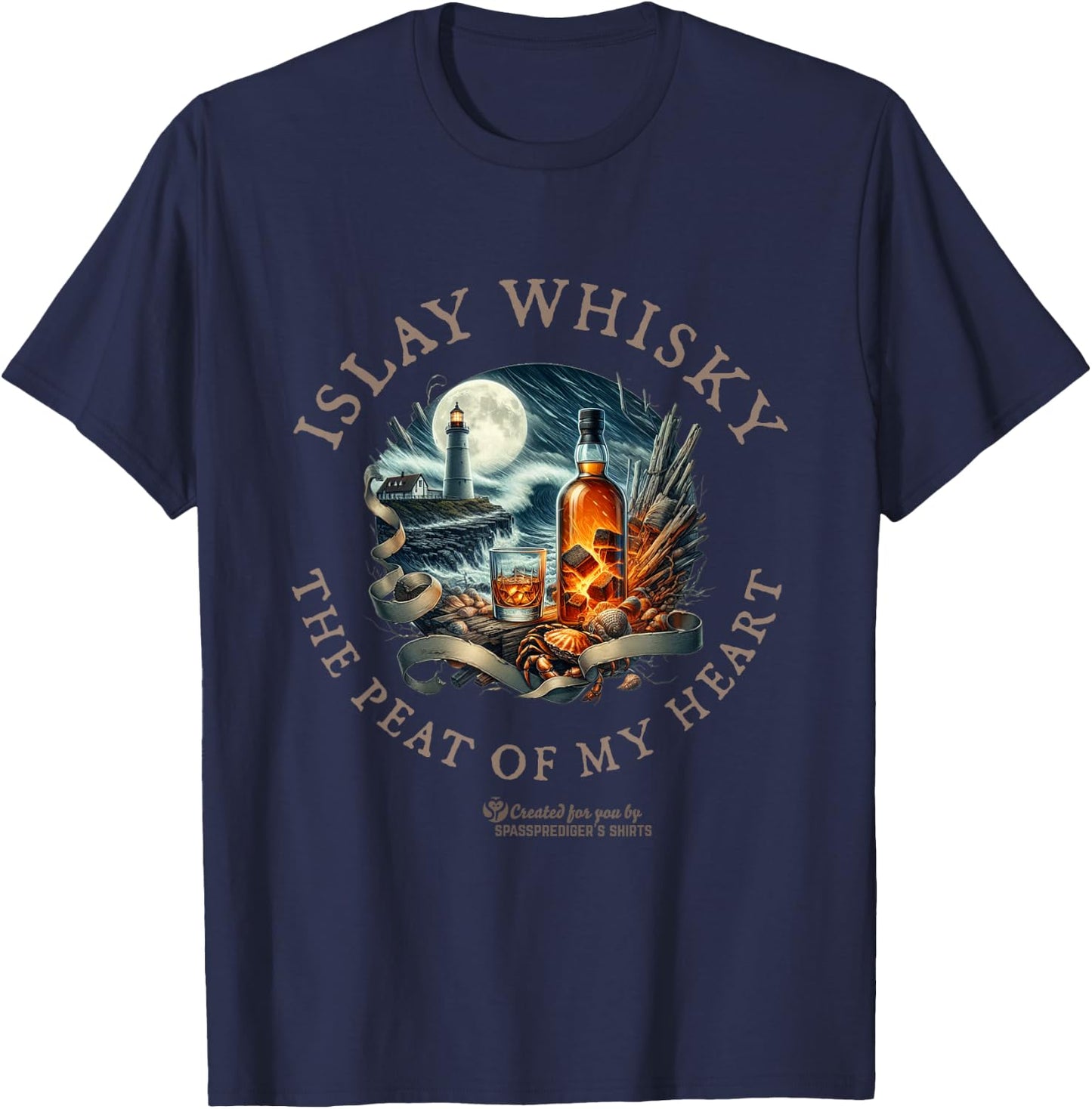 Whisky The Peat of My Heart Islay Whisky T-Shirt - T-Shirt | Navy