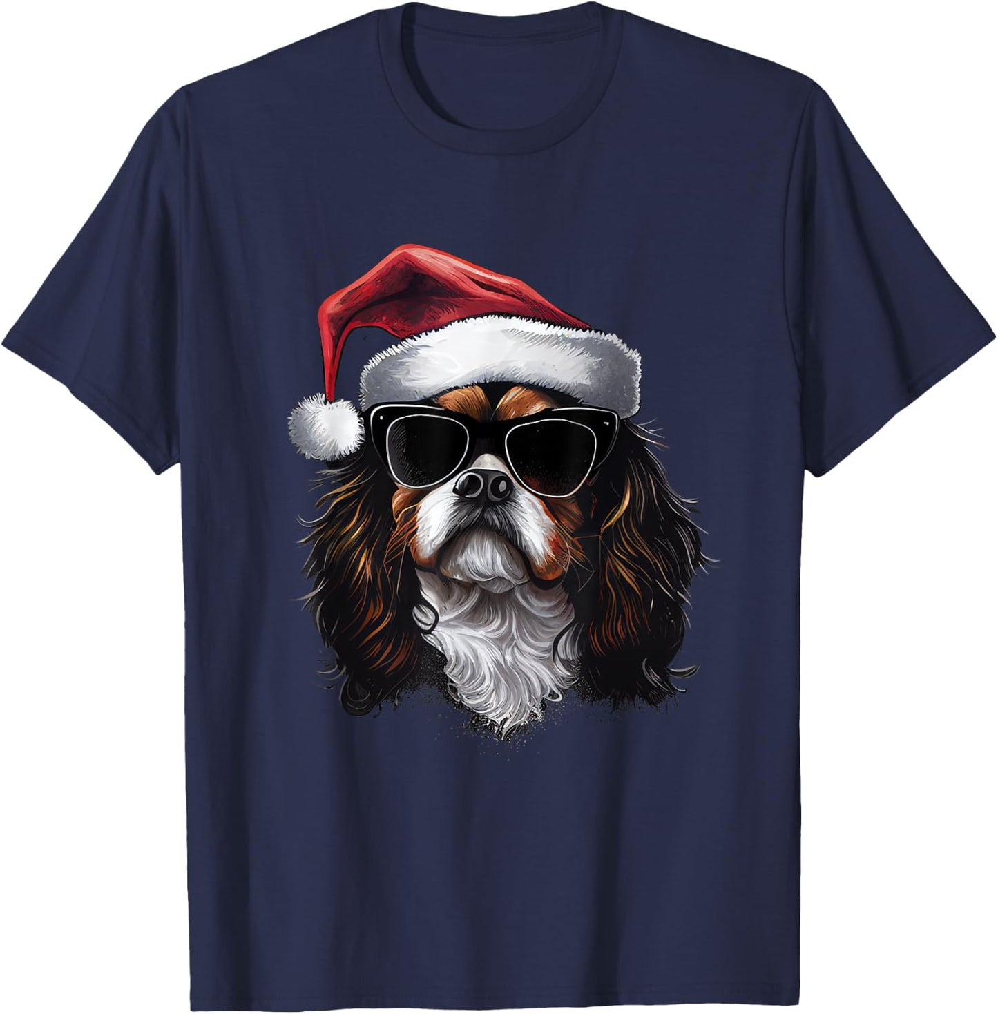 Cavalier King Charles Spaniel retro christmas outfit T-Shirt - T-Shirt | Navy