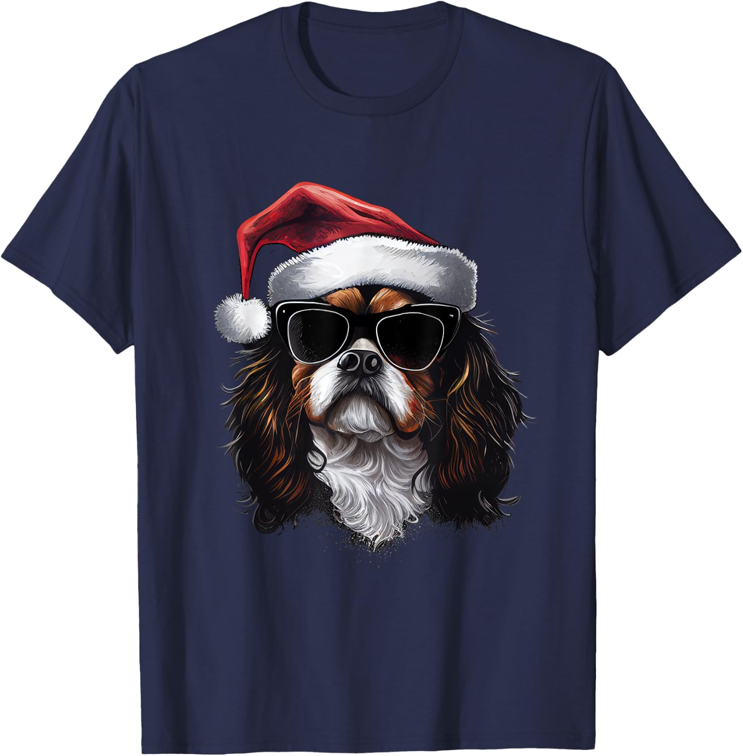 Cavalier King Charles Spaniel retro christmas outfit T-Shirt - T-Shirt | Navy