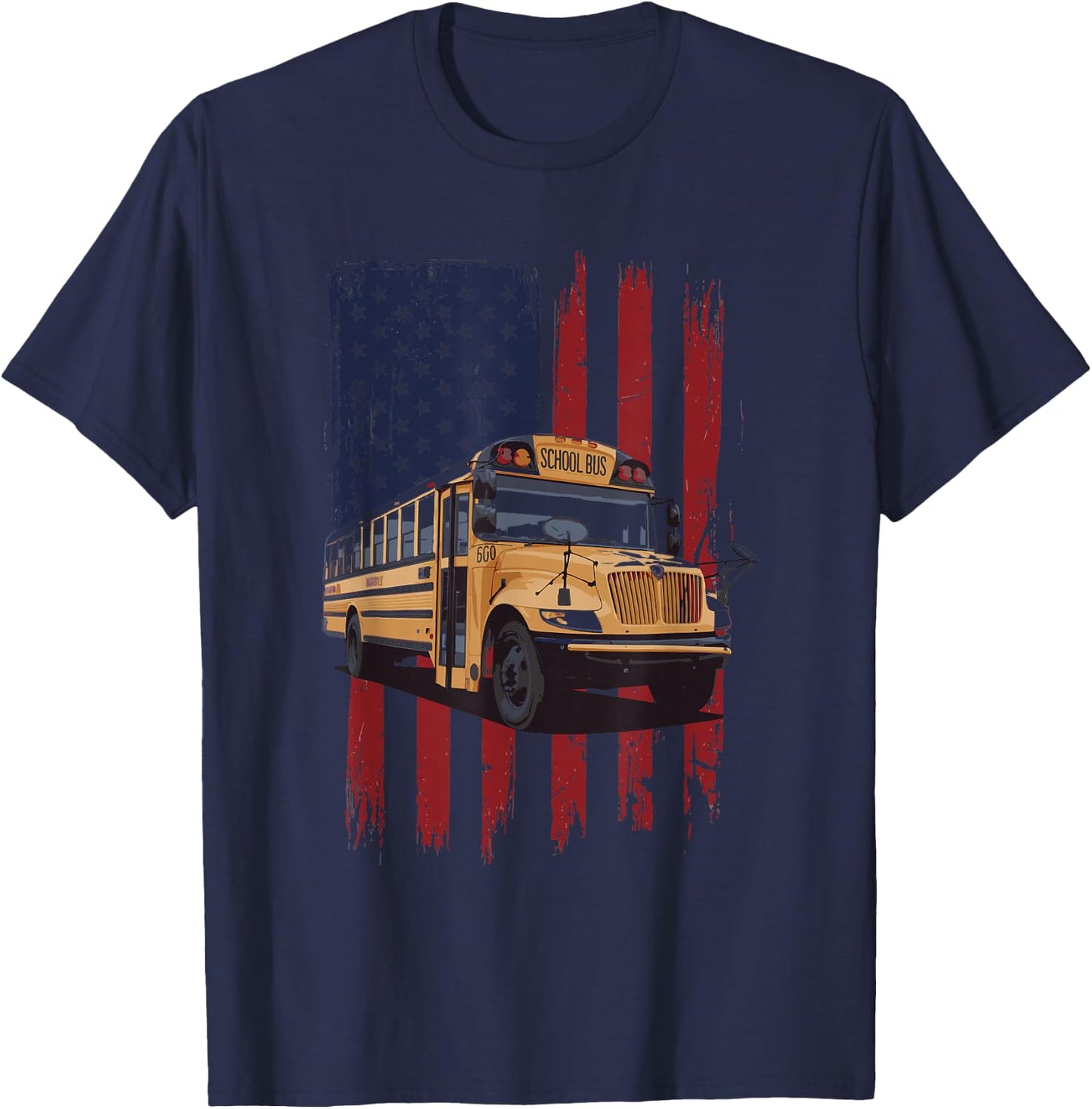 School Bus Driver USA Flag T-Shirt - T-Shirt | Navy