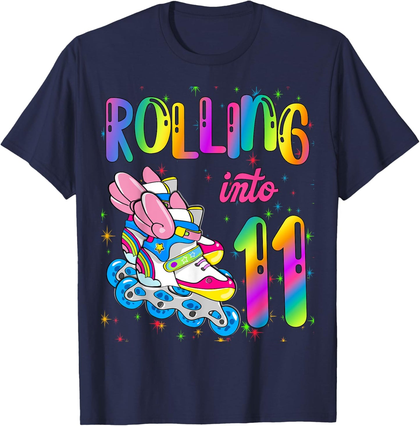 Rolling Into 11 years Let's Roll I'm Turning 11 Roller Skate T-Shirt - T-Shirt | Navy