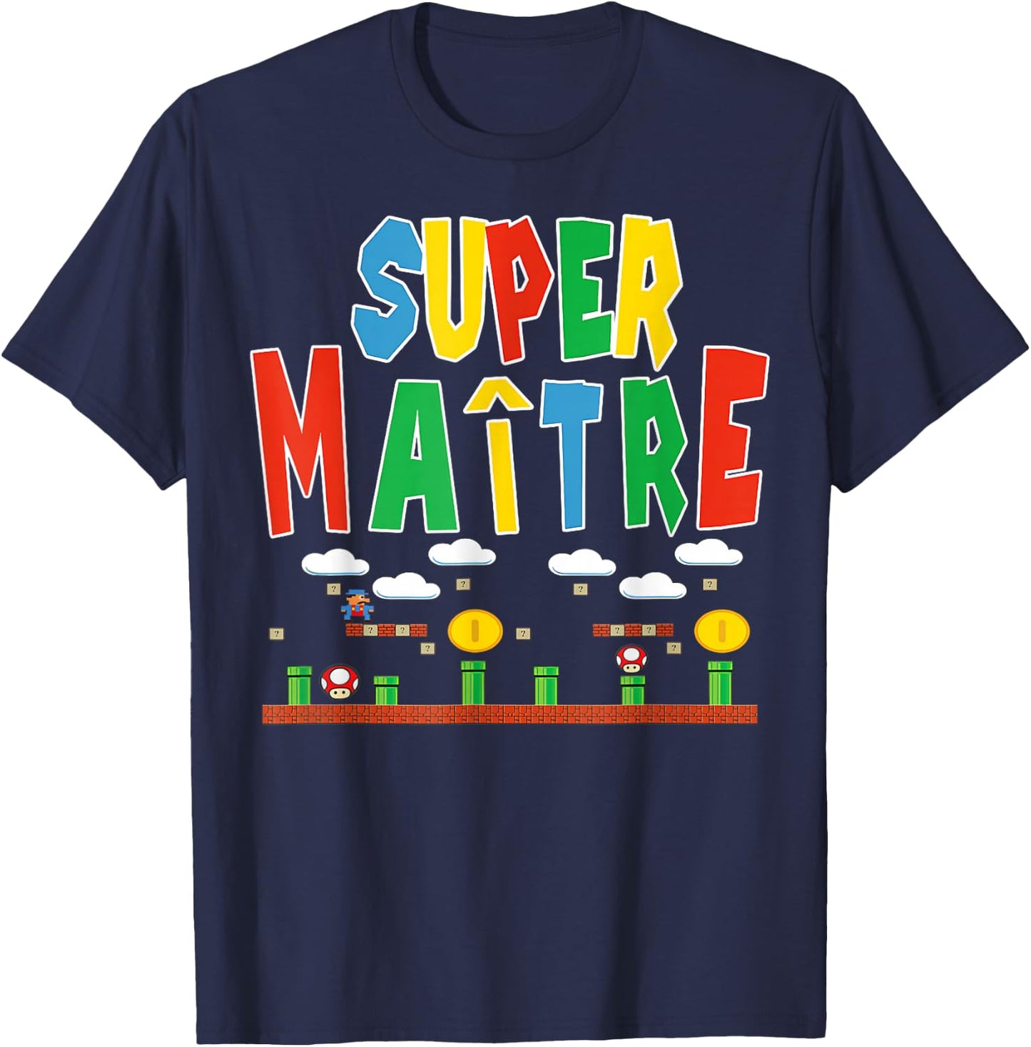 Merci Master Gift Teacher Humour Super Master , Black, S T-Shirt - T-Shirt | Navy