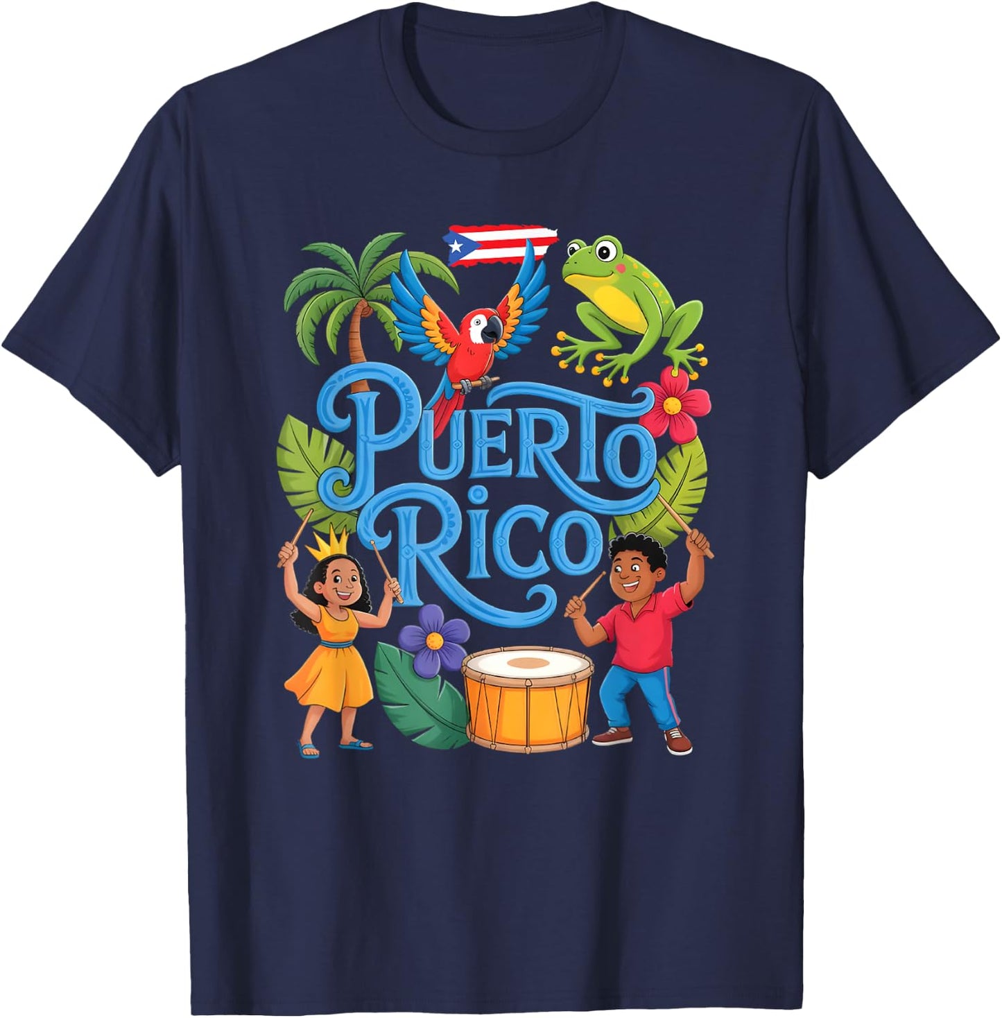 Taino Boricua Boys Girls Puerto Rico Kids T-Shirt - T-Shirt | Navy
