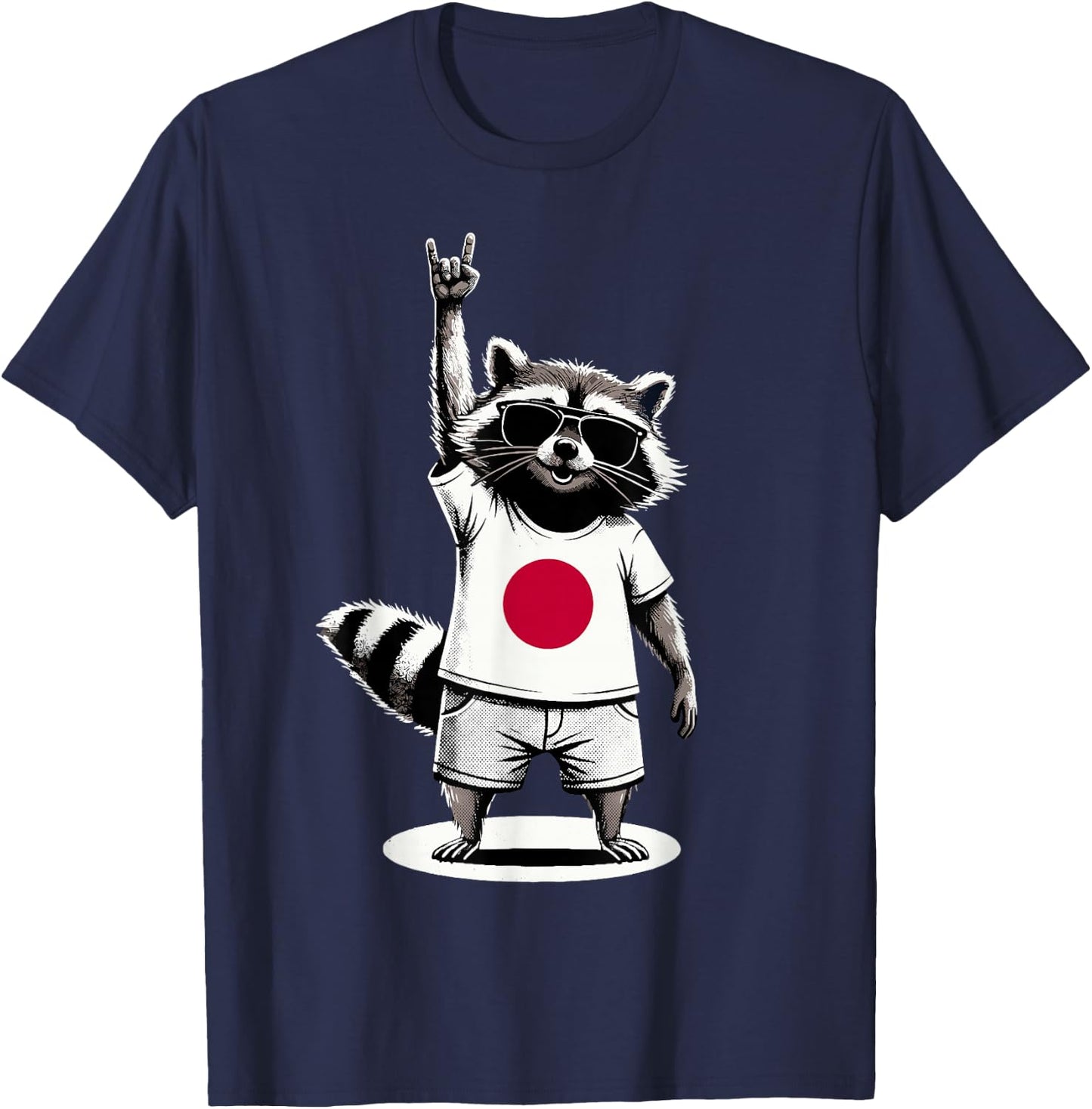 Japanese Flag Raccoon Japan T-Shirt - T-Shirt | Navy