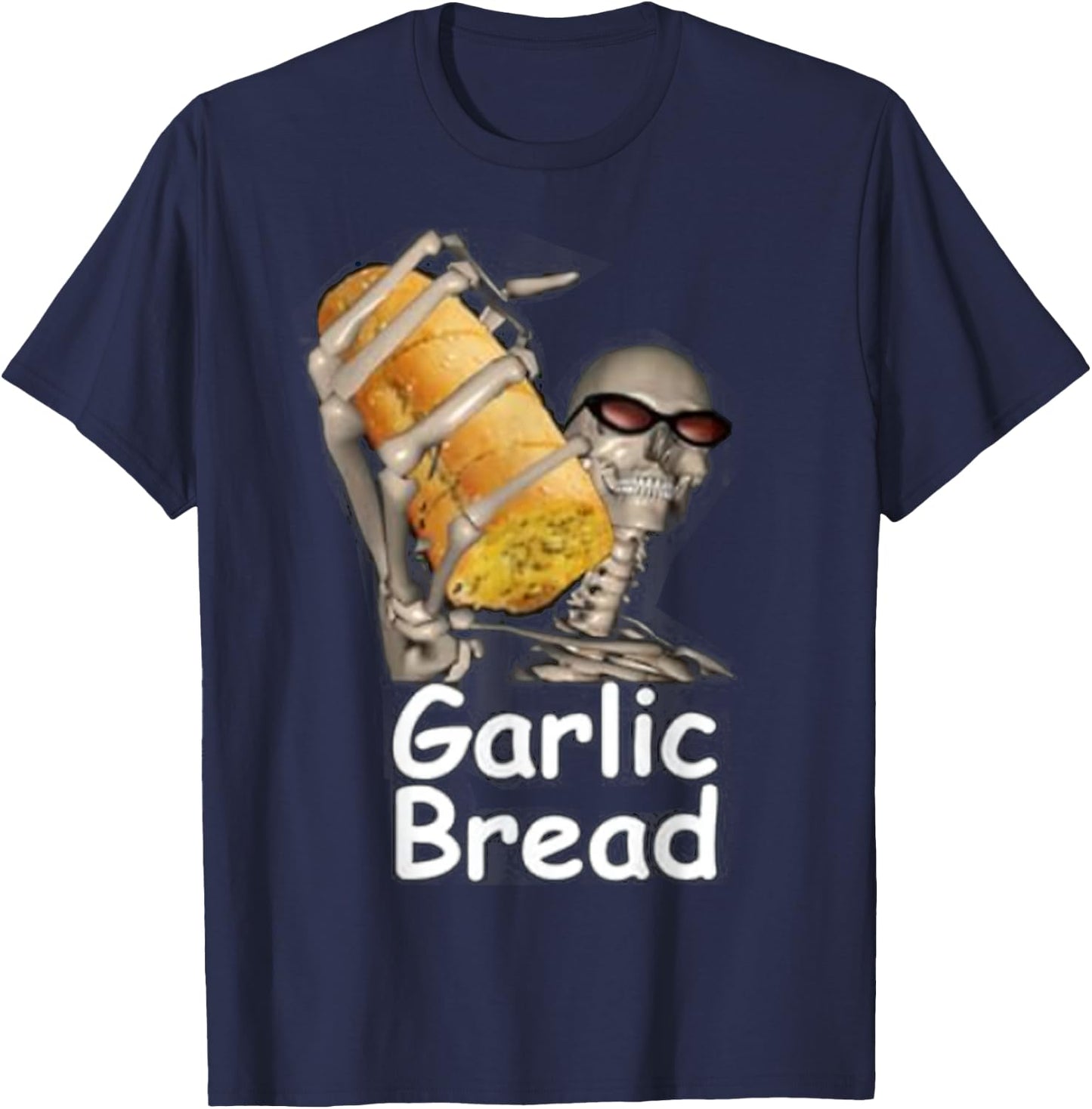 Garlic Bread Funny Skeleton T-Shirt - T-Shirt | Navy