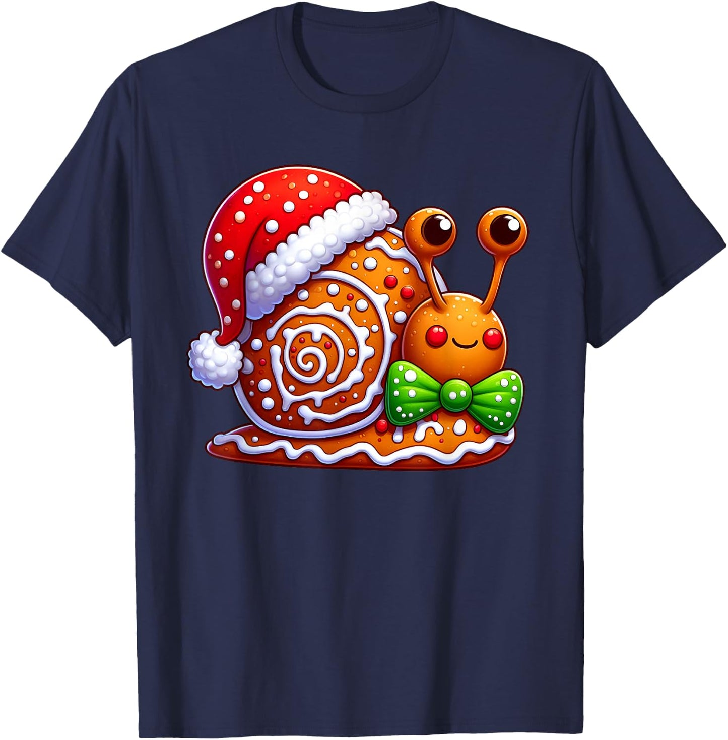Funny Gingerbread Man Snail Christmas Kids T-Shirt - T-Shirt | Navy