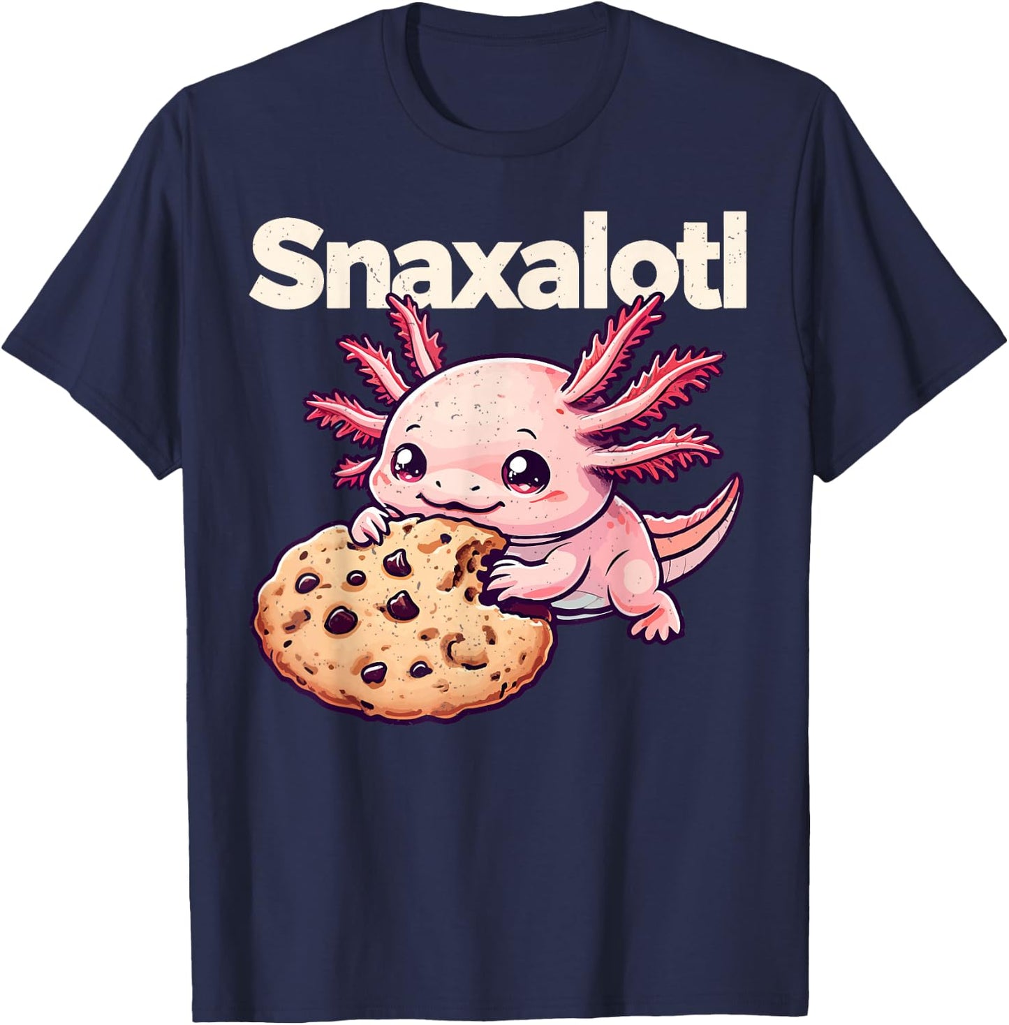 Funny Axolotl Snaxalotl Cookie Lover Axolotls Boys Girls T-Shirt - T-Shirt | Navy