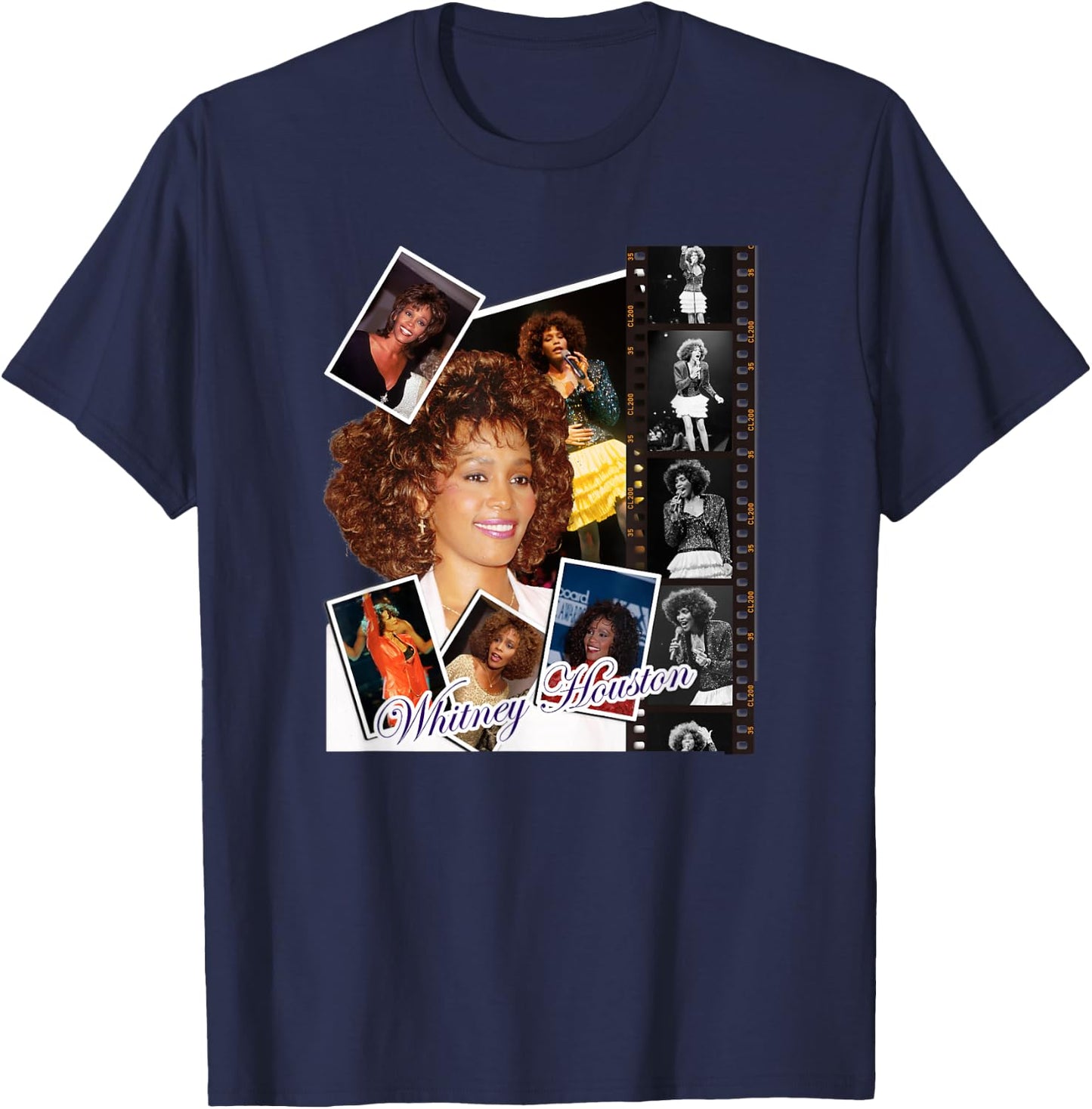Whitney Houston_003 , Black, S T-Shirt - T-Shirt | Navy