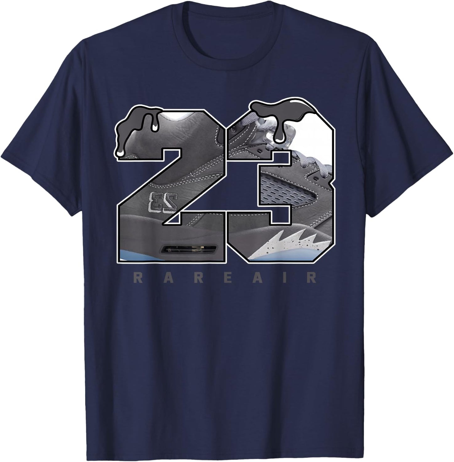 Wolf Grey 5s Matching Outfits Number 23 Drip T-Shirt - T-Shirt | Navy