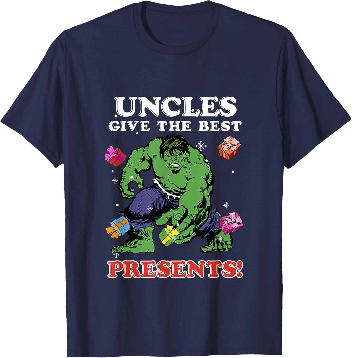 Marvel Comics Christmas Hulk Uncles Give The Best Presents T-Shirt - T-Shirt | Navy