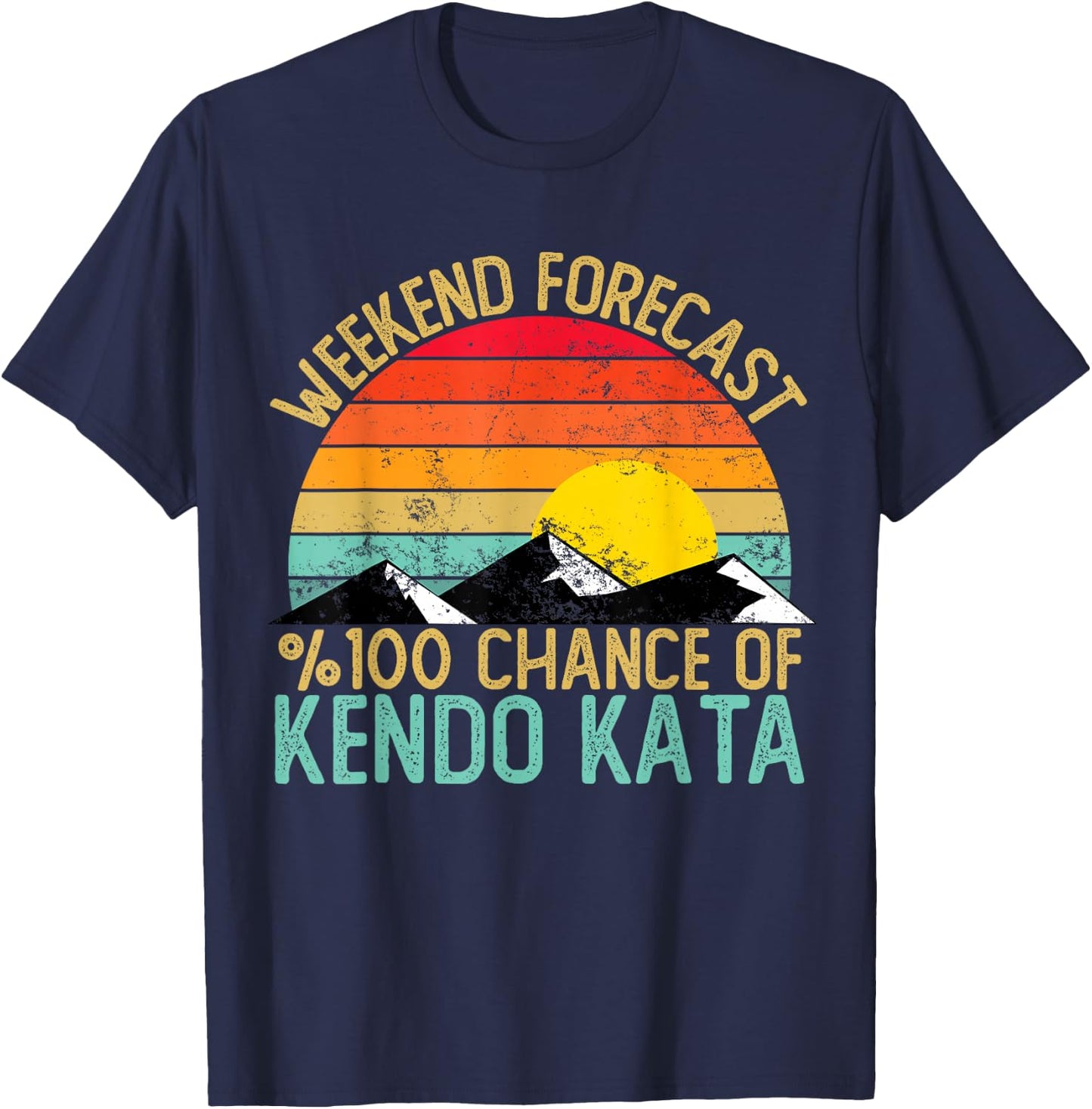 Weekend Forecast Kendo Kata Shirts Funny Retro Kendo Kata T-Shirt - T-Shirt | Navy