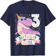 Kids 3 Year Old T Rex Dinosaur 3nd Birthday Girl T-Shirt - T-Shirt | Navy