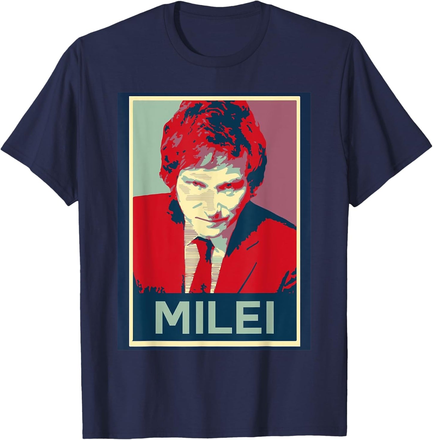 Peluca Milei - : Javier Milei Präsident - Schwarz, , Kurzarm, S, Polyester T-Shirt - T-Shirt | Navy
