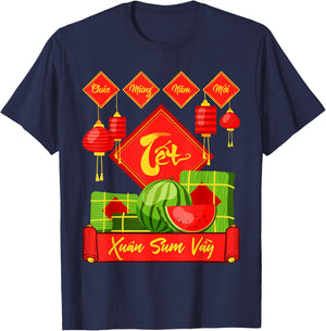 Xuan Sum Vay Vietnam Tet Wish Lunar New Year , Black, S T-Shirt - T-Shirt | Navy