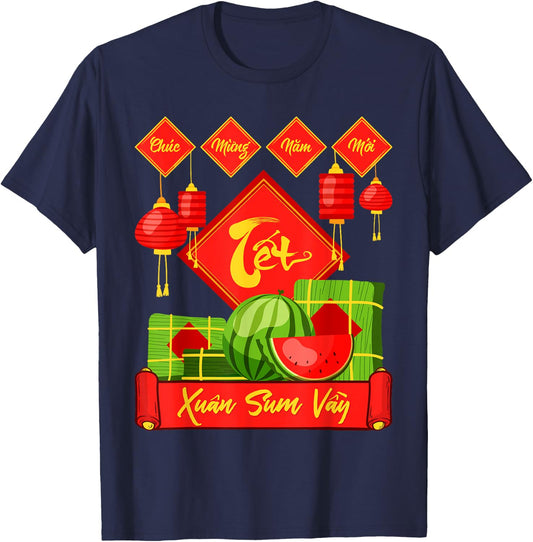 Xuan Sum Vay Vietnam Tet Wish Lunar New Year , Black, S T-Shirt - T-Shirt | Navy