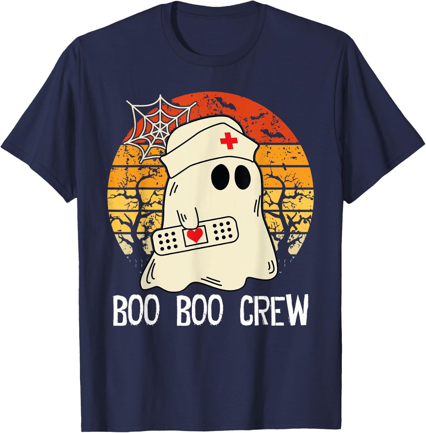 Boo Boo Crew Nurse Funny Ghost Women Halloween Nurse spooky T-Shirt - T-Shirt | Navy