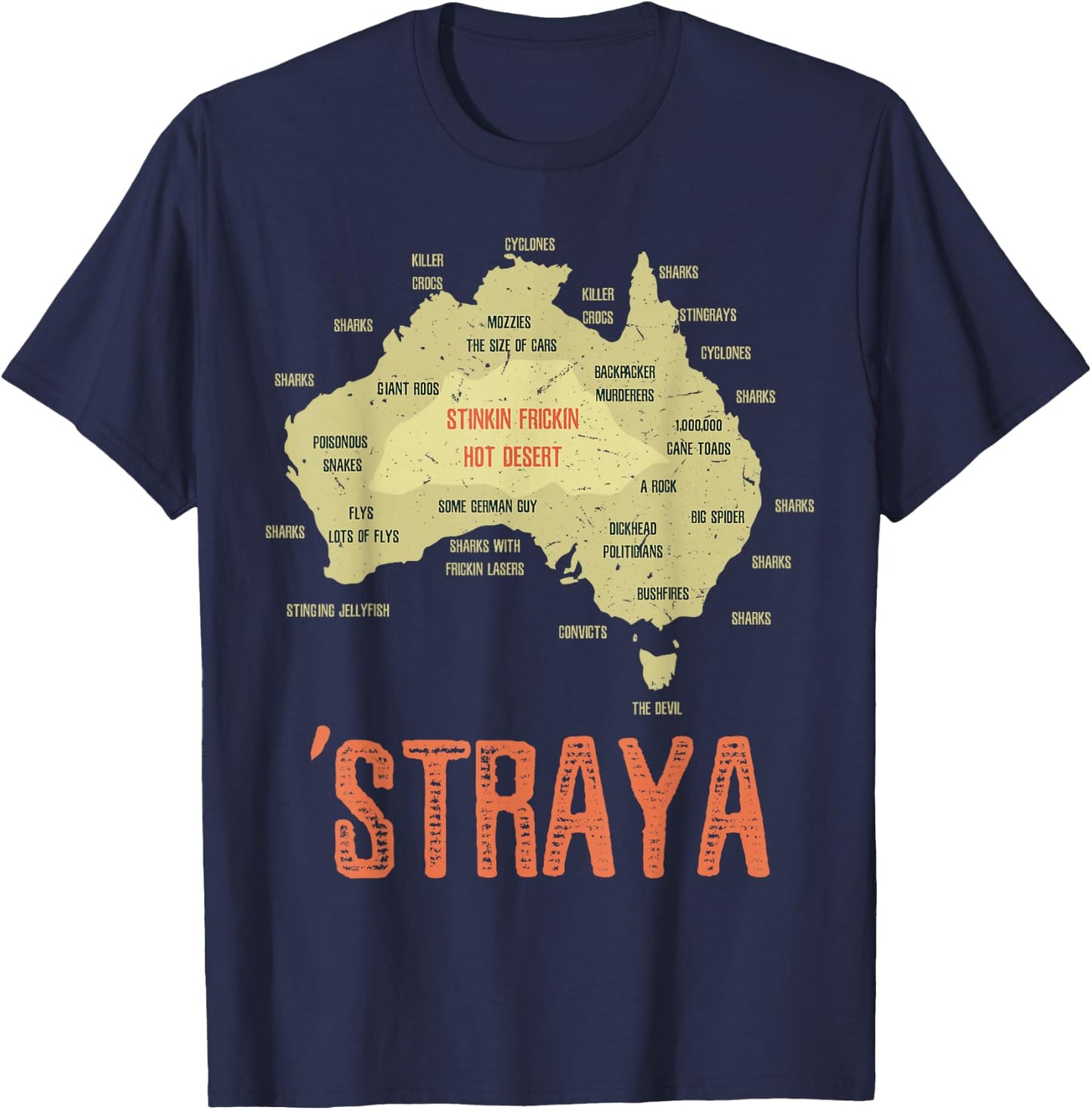 Retro Australia Day Australia Map Outback Australian T-Shirt - T-Shirt | Navy
