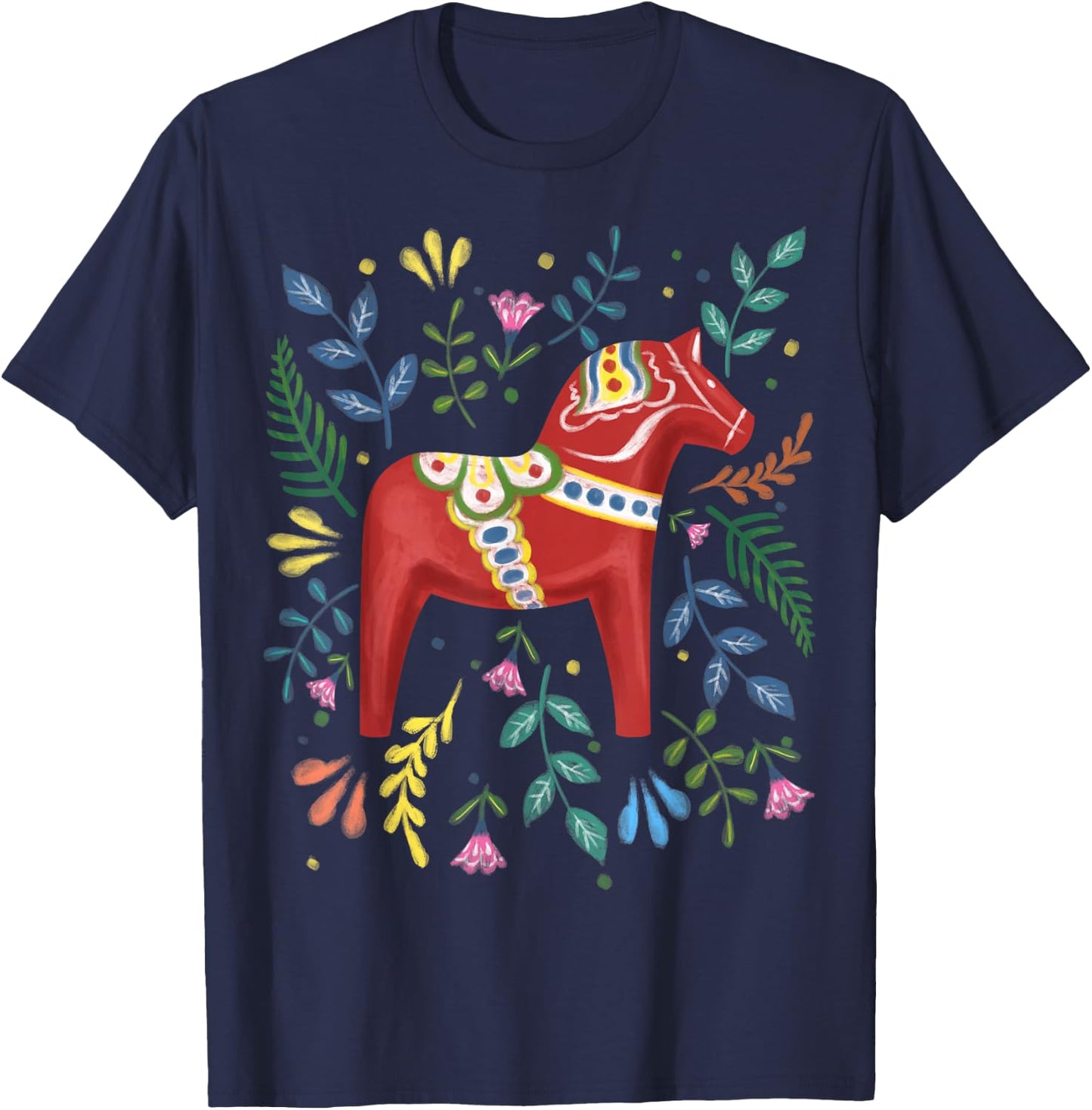 Schwedisches Dalahelmsoljd Pferd Volkskunst Schweden Flagge Dalahelmsoljd Pferd T-Shirt - T-Shirt | Navy