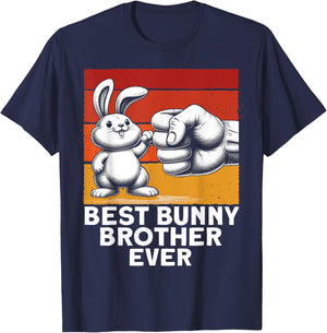 Best Bunny Brother Ever Funny Brother Bunny T-Shirt - T-Shirt | Navy
