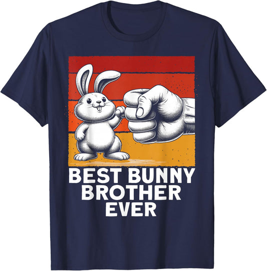 Best Bunny Brother Ever Funny Brother Bunny T-Shirt - T-Shirt | Navy