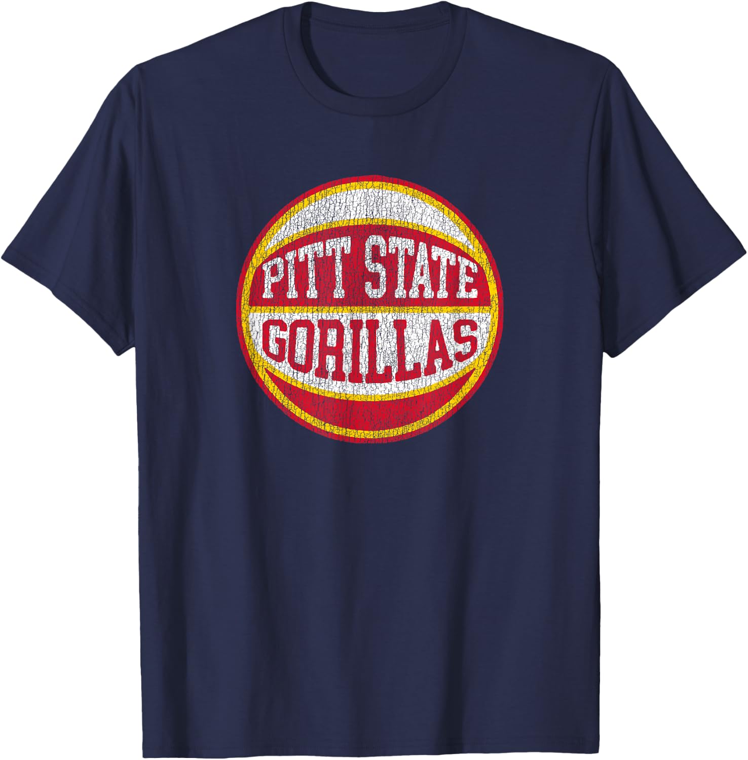 Pitt State Gorillas Distressed 80s Basketball Classic Retro T-Shirt - T-Shirt | Navy