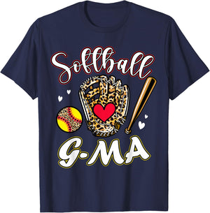 Softball G-Ma Leopard Game Day Softball Cute Matching Family T-Shirt - T-Shirt | Navy