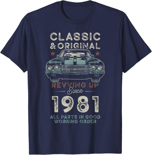 Né en 1981 Muscle Car 45e anniversaire T-Shirt - T-Shirt | Navy