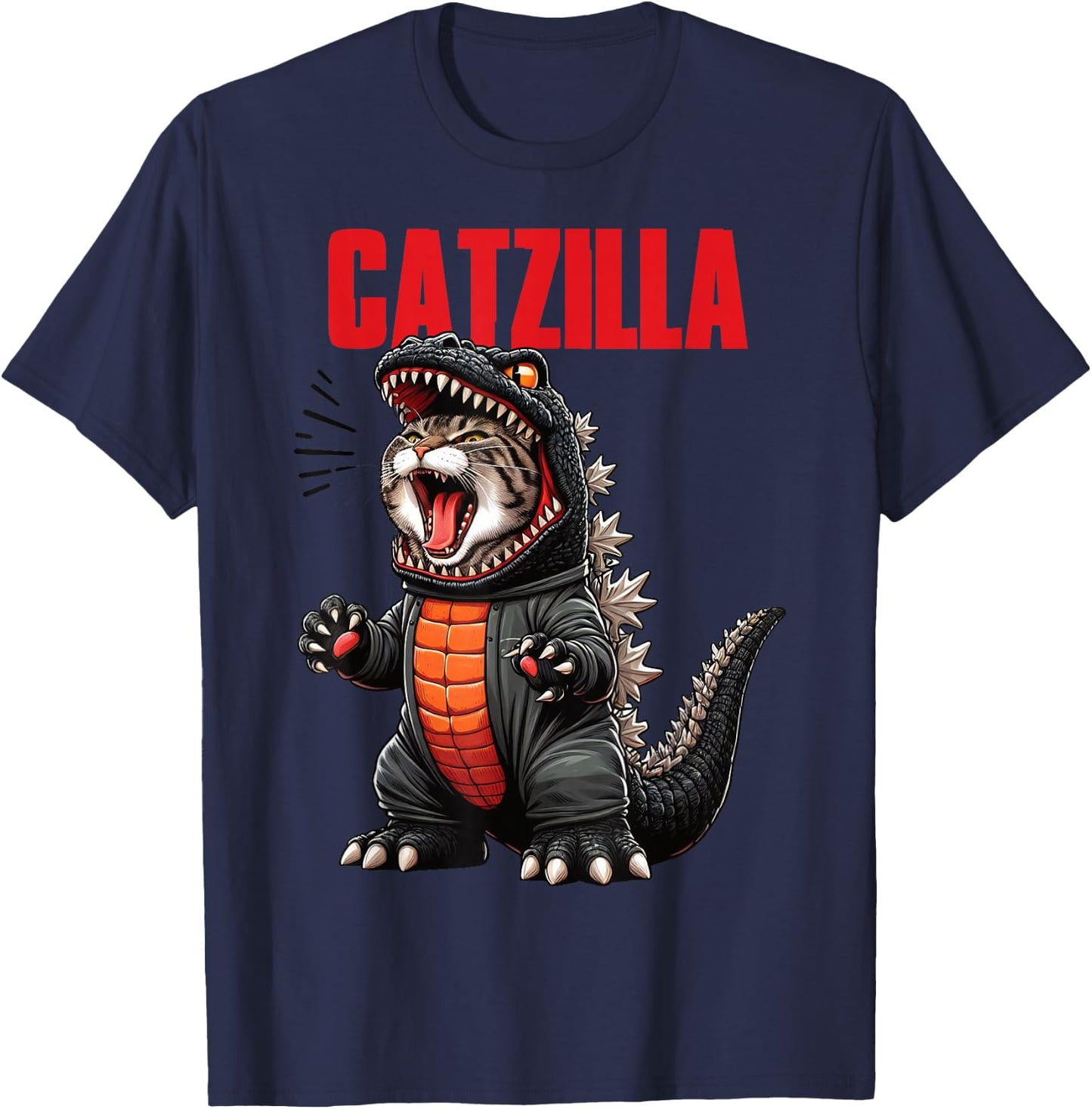 Cute Kitty Catzilla for Cat Moms & Dads T-Shirt - T-Shirt | Navy