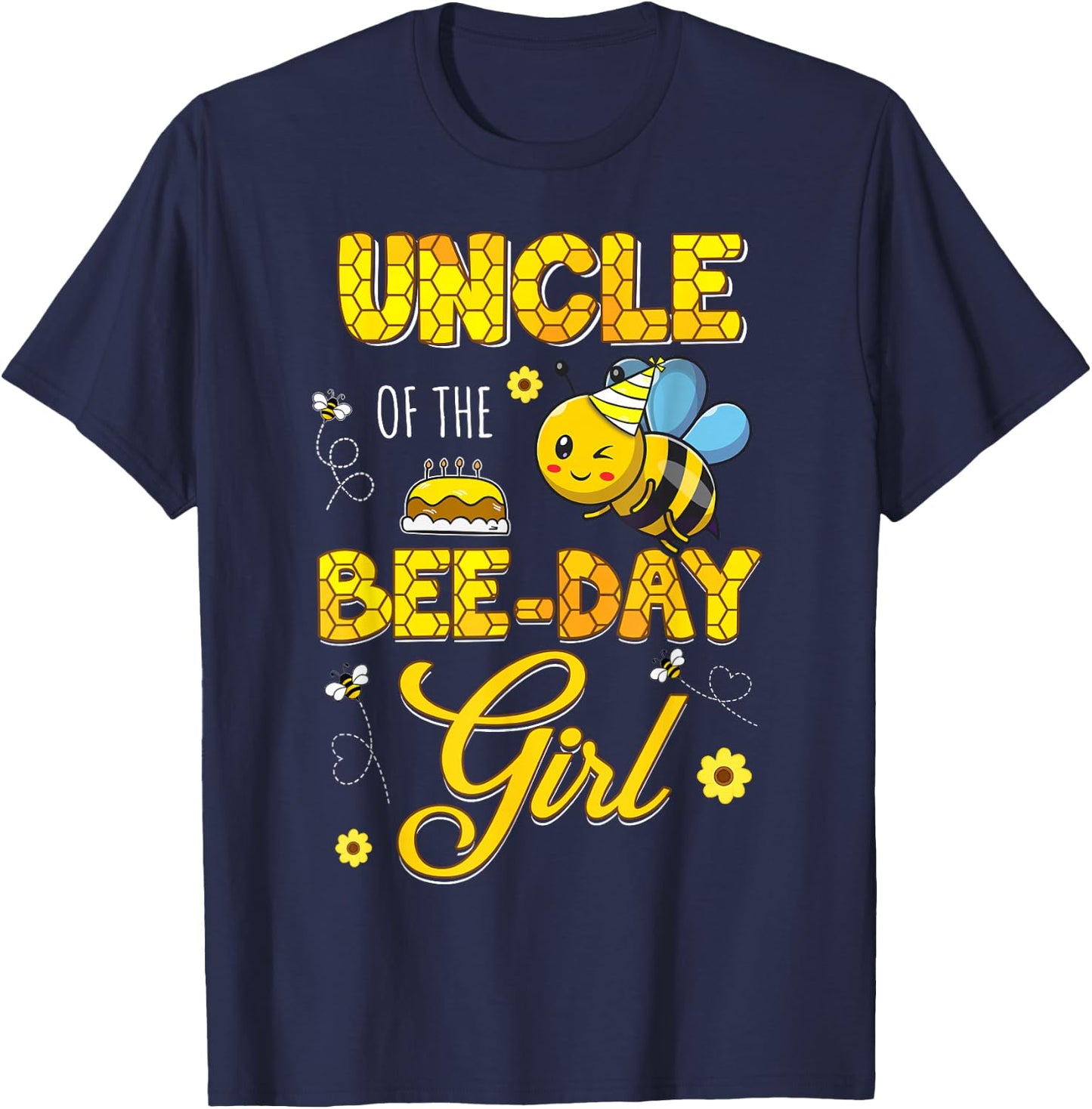 Uncle Of The Bee-Day Girl Hive Birthday Party Matching T-Shirt - T-Shirt | Navy