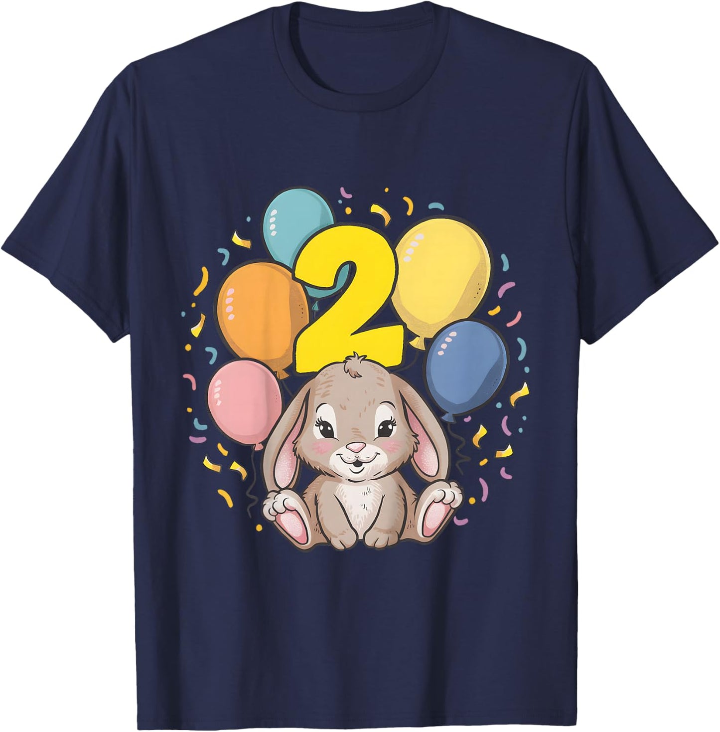 Kids 2nd Birthday Children's Birthday Rabbit T-Shirt - T-Shirt | Navy