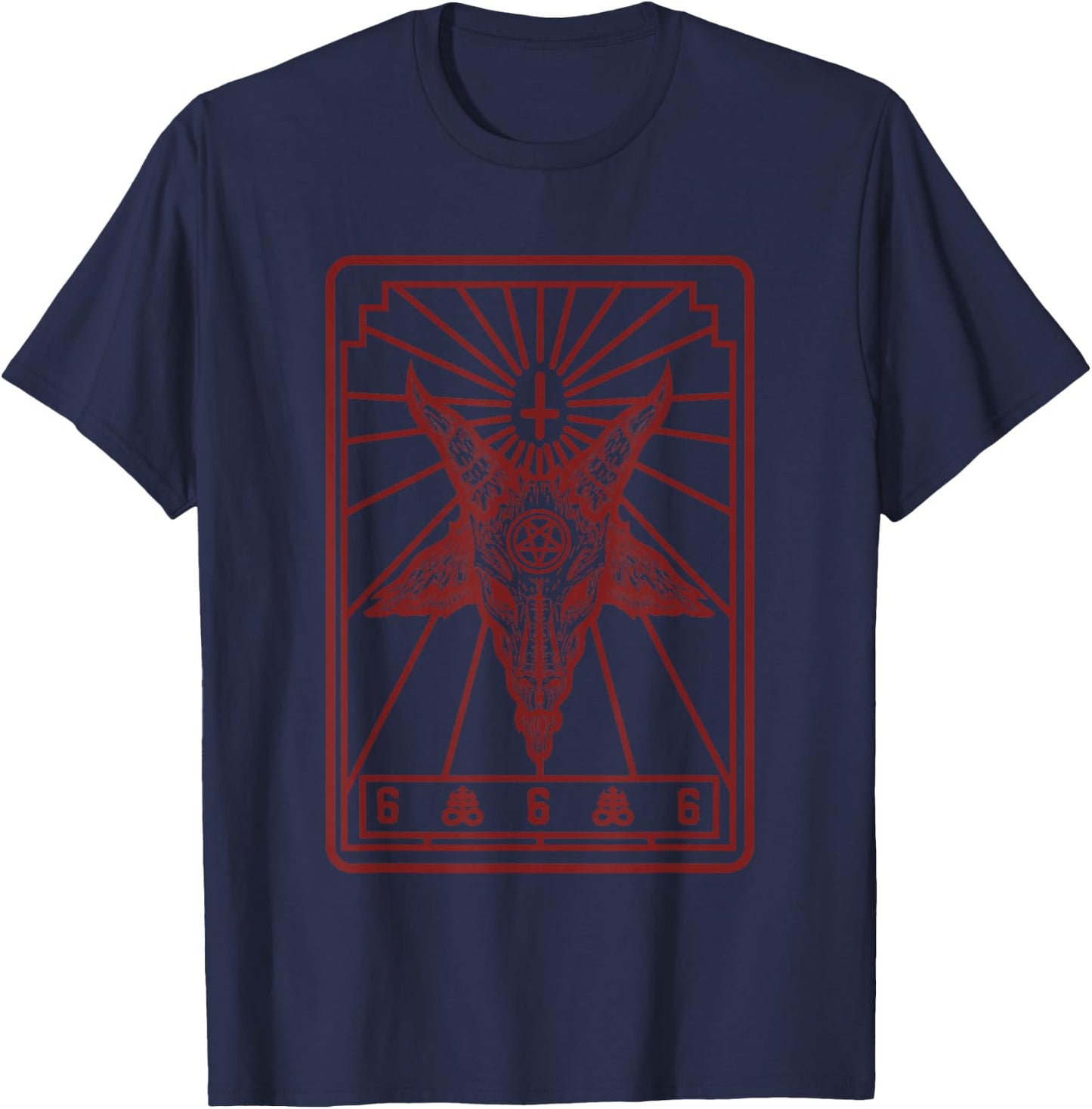 Baphomet Tarot Inverted Cross Goat Pentagram Leviathan Cross T-Shirt - T-Shirt | Navy