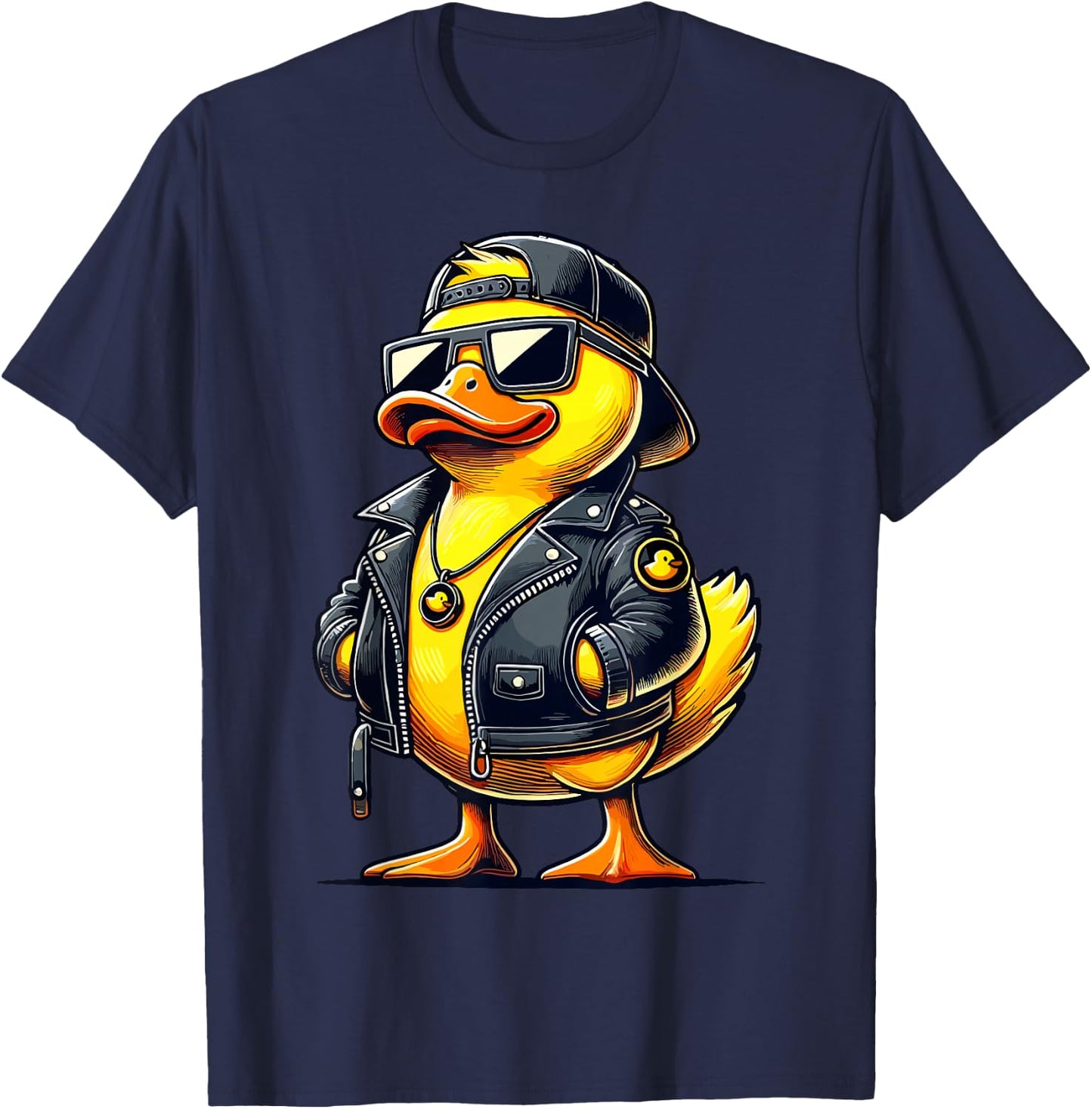 Cool Duck with Sunglasses Rubber Duck T-Shirt - T-Shirt | Navy