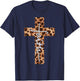 Faith Leopard Cross Christian Religious Faith Aesthetic T-Shirt - T-Shirt | Navy