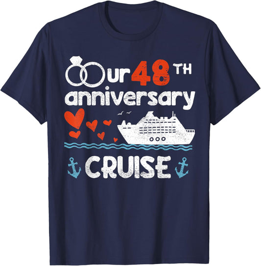 Our 48th Wedding Anniversary Cruise 48 Years Anniversary T-Shirt - T-Shirt | Navy