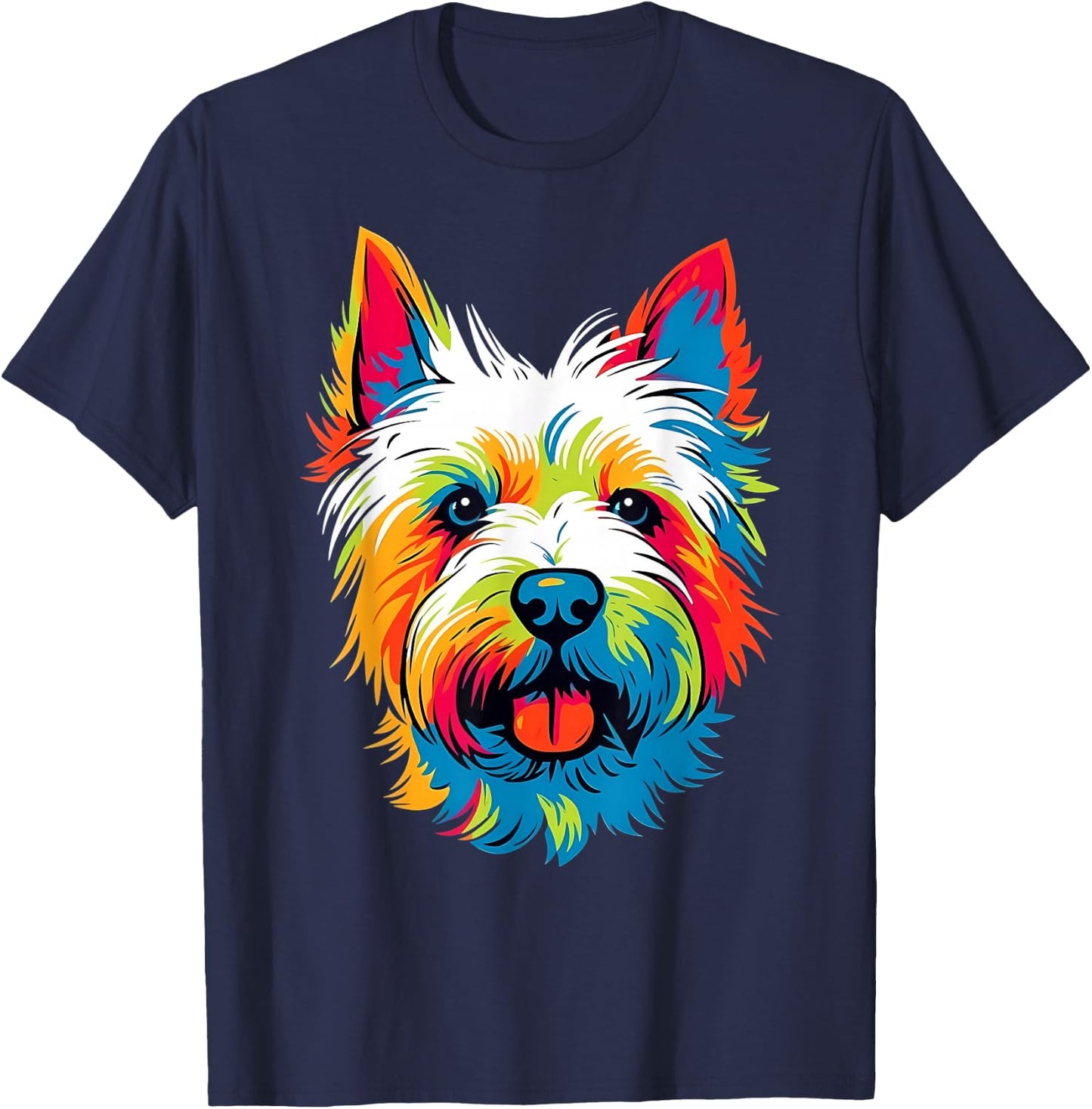 Westie West Highland White Terrier Dog Lover Colorful Puppy T-Shirt - T-Shirt | Navy