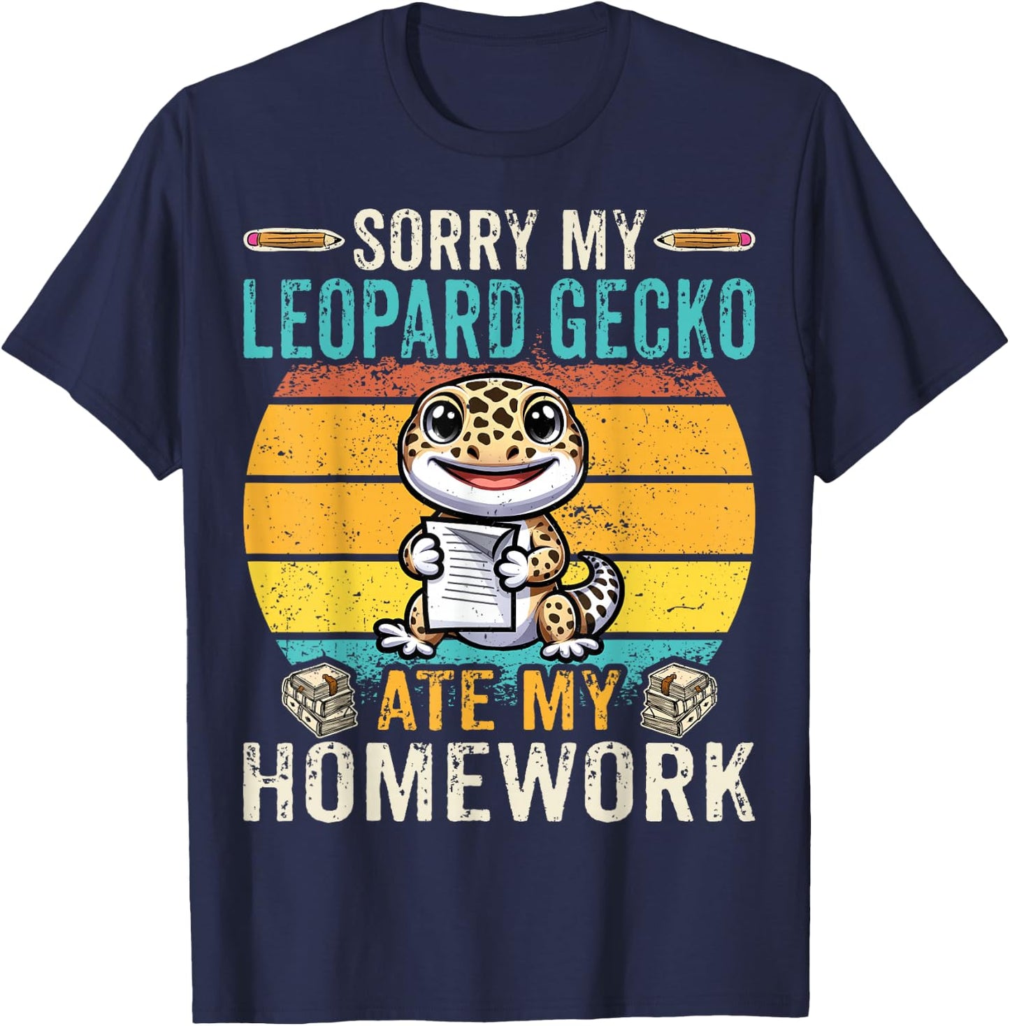 Sorry My Leopard Gecko Ate My Homework - Reptile Gecko Lover T-Shirt - T-Shirt | Navy