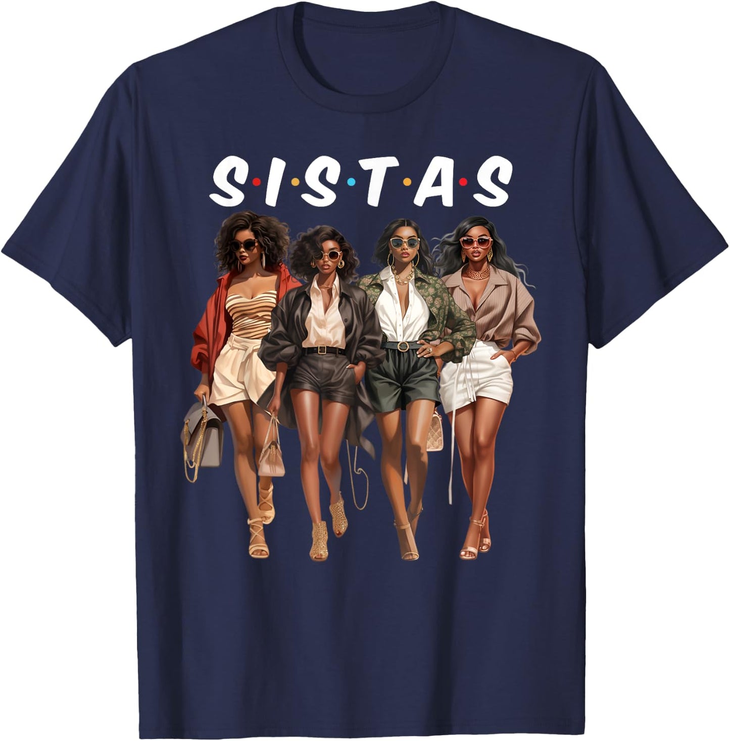 Sistas Afro Women Together African American Women Girls Trip T-Shirt - T-Shirt | Navy