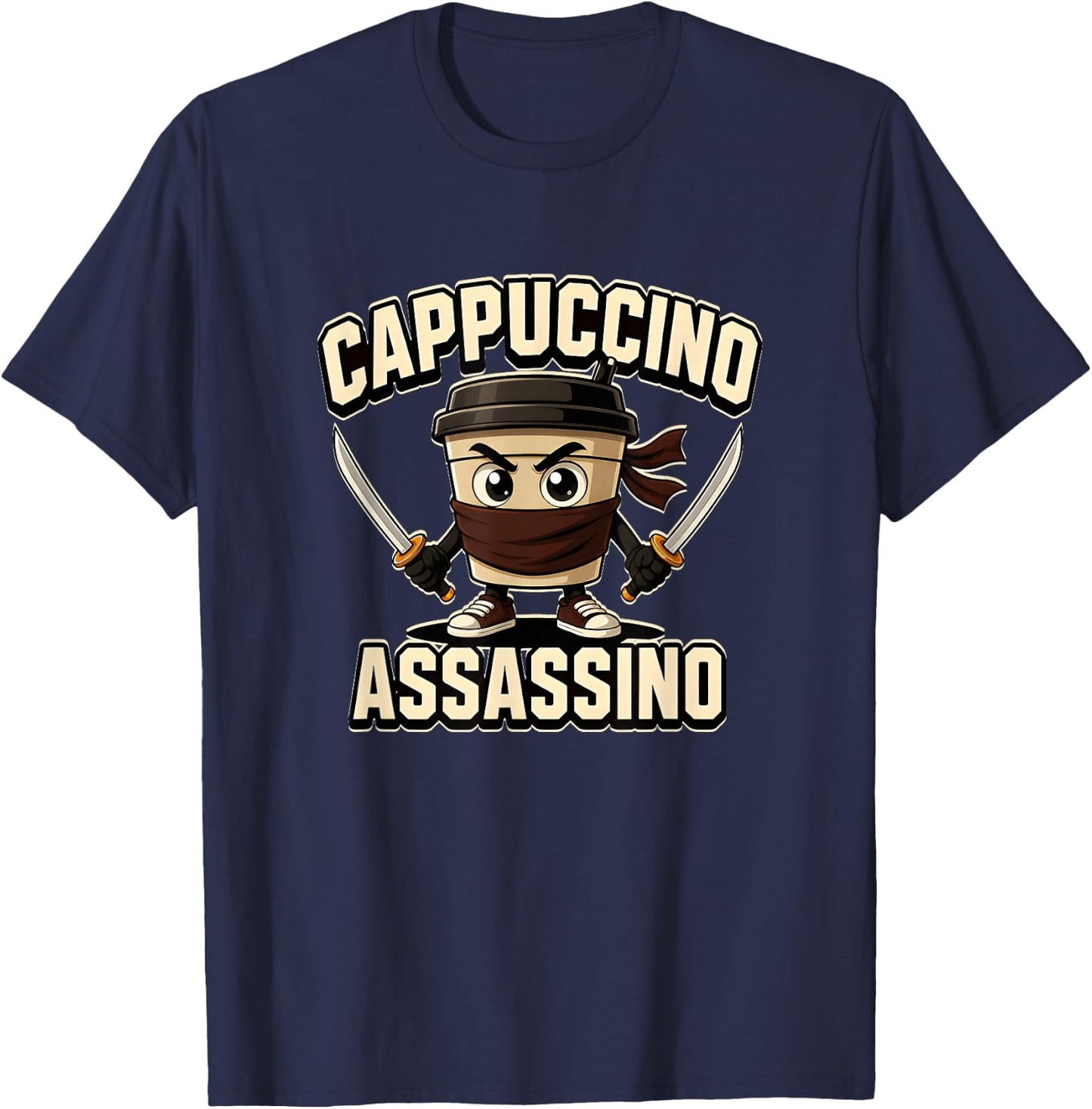 Cappuccino Assassino Italian Brain Rot Brainrot Shirt Meme T-Shirt - T-Shirt | Navy