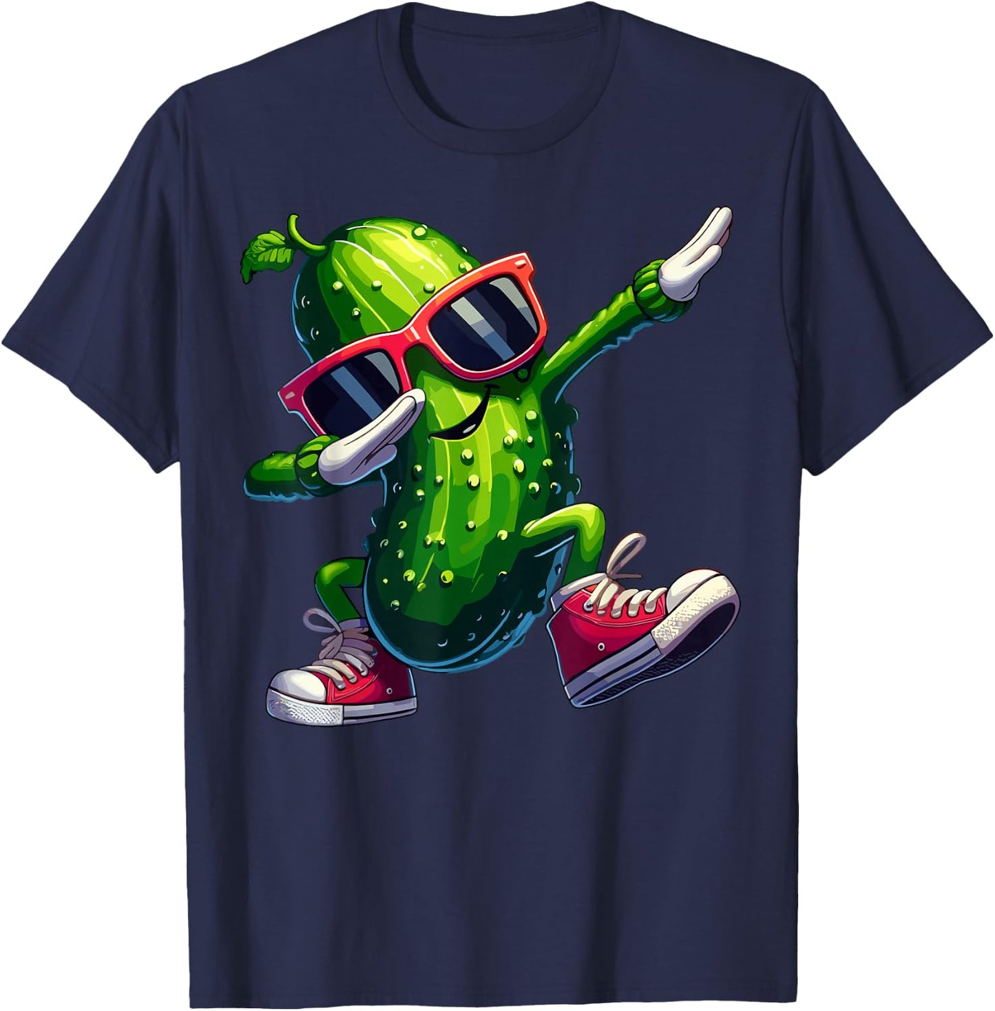 Pickle Dabbing Funny Sunglass Cucumber Boys Girls Kids T-Shirt - T-Shirt | Navy