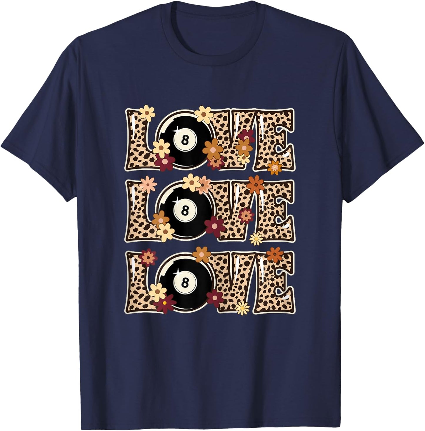 Love Billiards Lover Outfit Women Girls Kids Cute Billiards T-Shirt - T-Shirt | Navy