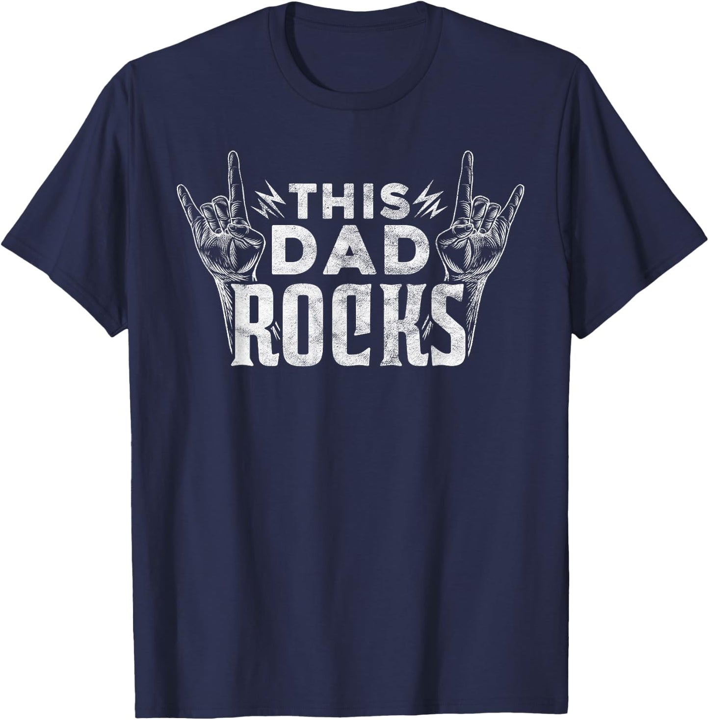 This Dad Rocks Rock n Roll Heavy Metal Fathers Day T-Shirt - T-Shirt | Navy