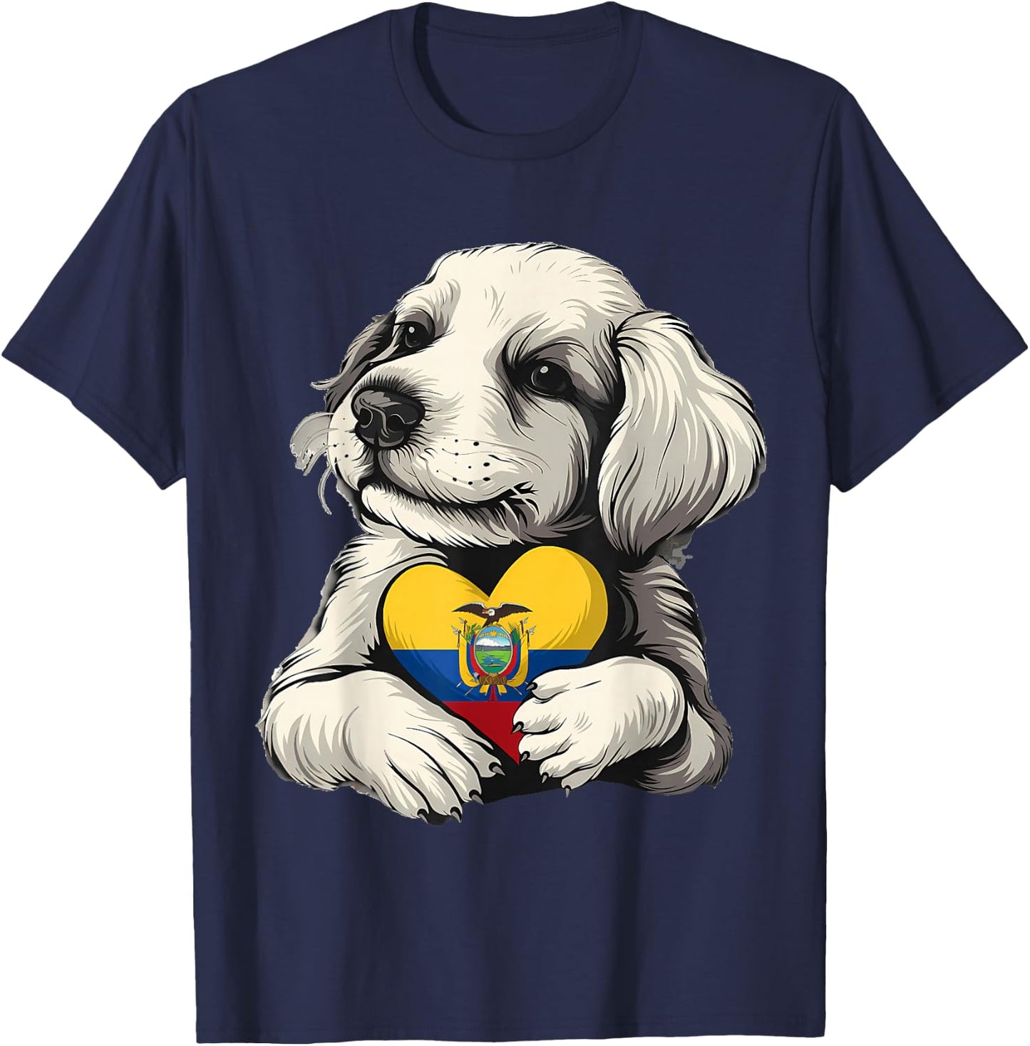 Ecuador Flag Dog Ecuadorian Roots T-Shirt - T-Shirt | Navy