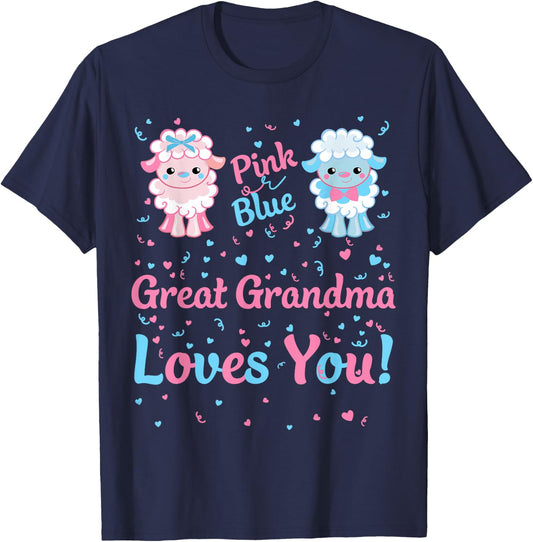 Great Grandma Gender Reveal Pink or Blue Sheep for Family T-Shirt - T-Shirt | Navy